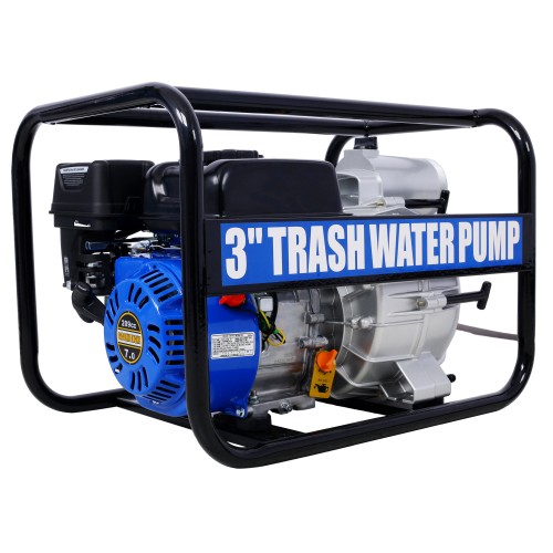 Semi Trash Pump 3 inch, 209cc 7HP 4 stroke OHV ENGINE, Gas Powered Semi Trash Water Pump 50 ft Discharge Hose, 12 ft Suction Hose with Complete Fittings,EPA compliant、、eastwooduniform