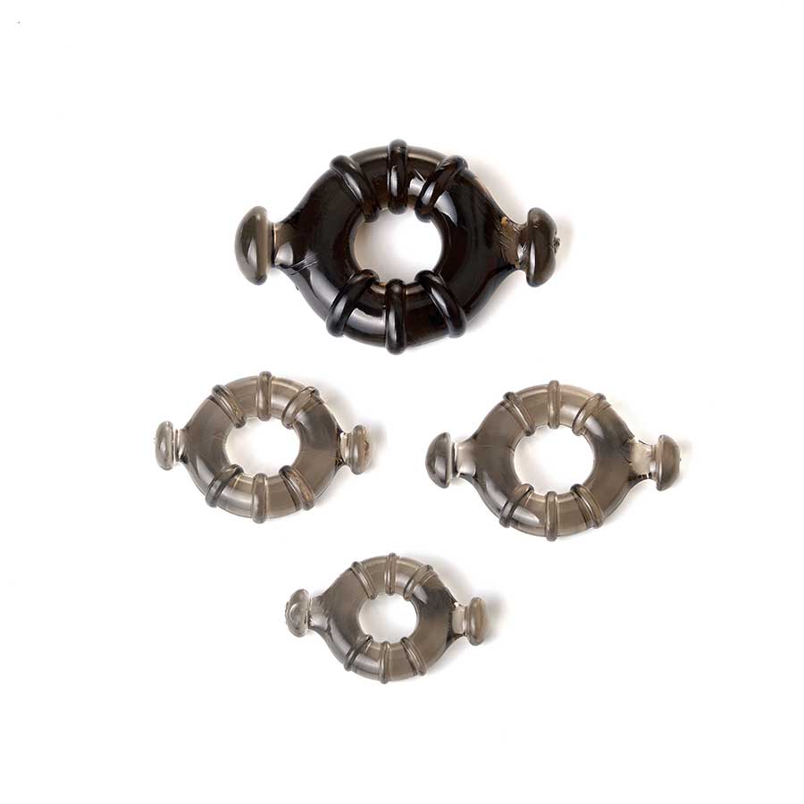 Easy Grip Cock Ring Set with Pull Tabs, Smoke by Lynk Pleasure、mySite、bottomscart