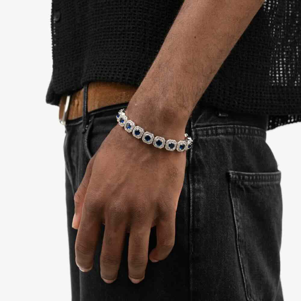 Blue Gemstone Halo Cluster Bracelet、mySite、hinf8tx79