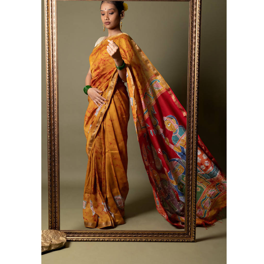 Maheshwari Silk Cotton Batik Saree | Yellow、mySite、camillekostekn