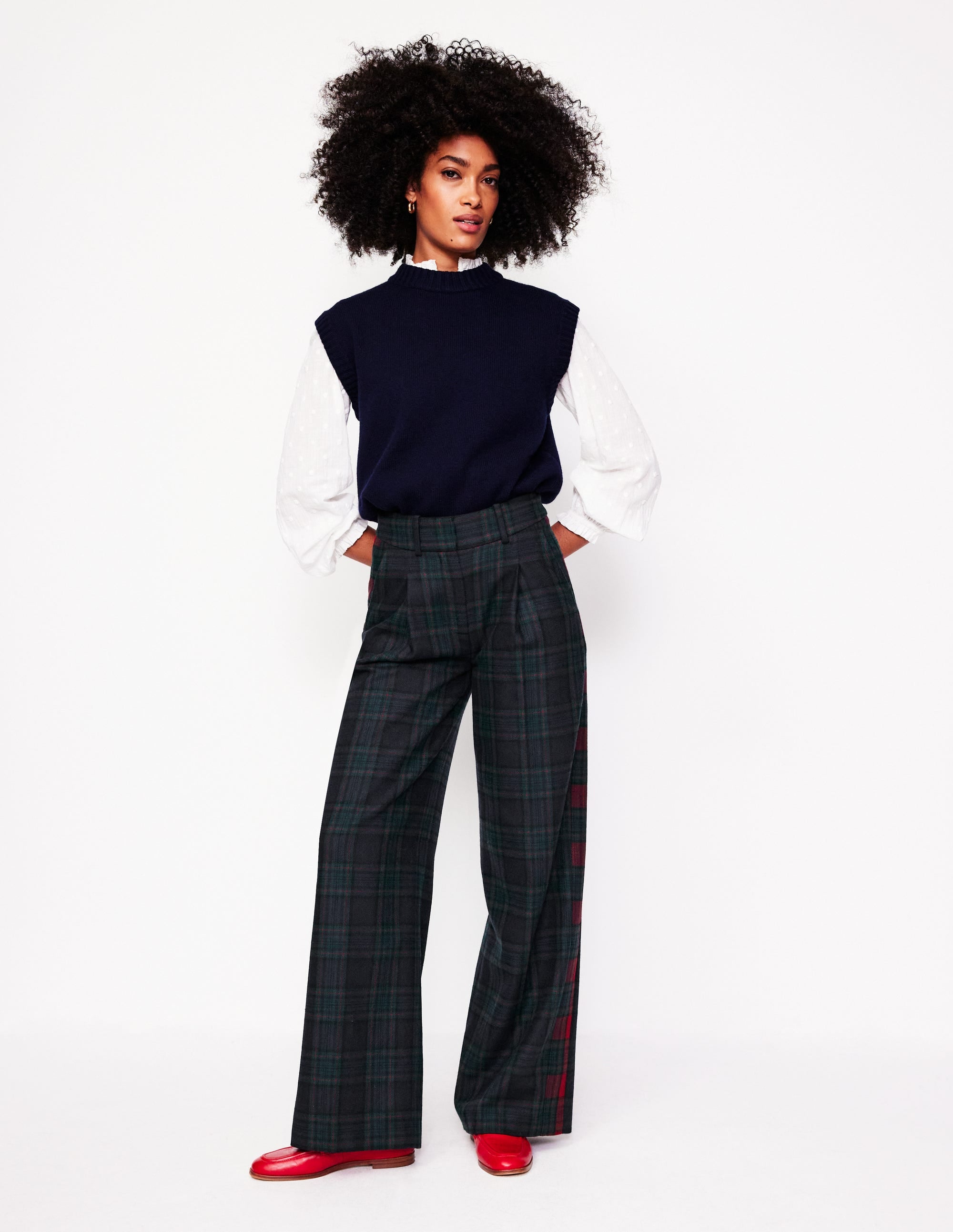  Chiswick Wool Blend Pants-Navy and Green Check、mySite、ashleygrahame