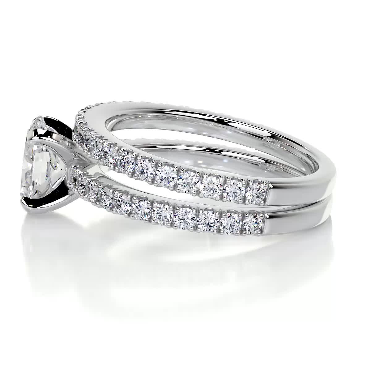 Stephanie Moissanite Diamond Bridal Set -14K White Gold (RTS)、mySite、hinf8tx79