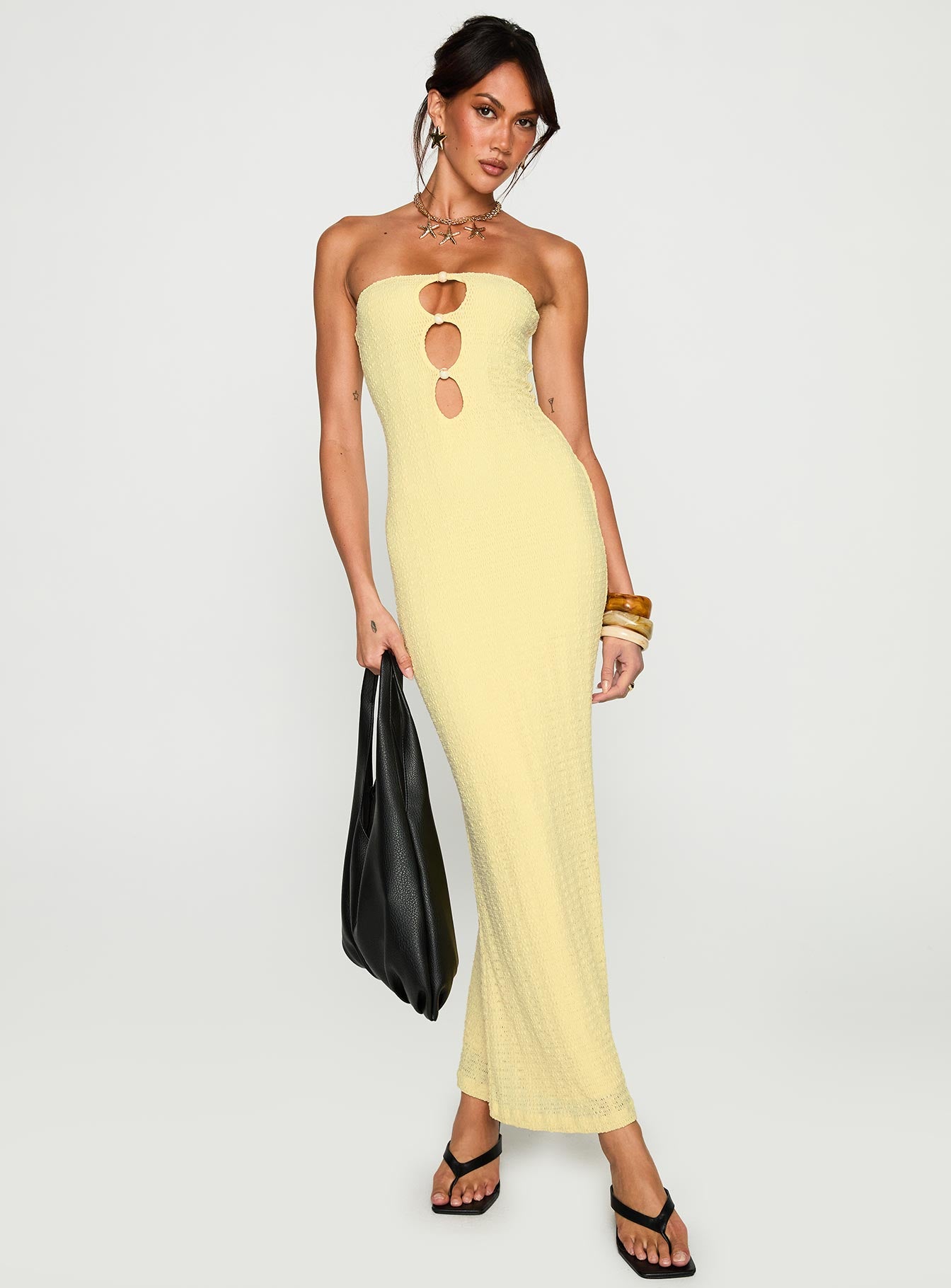 Saijana Strapless Maxi Dress Lemon、mySite、solidvoid