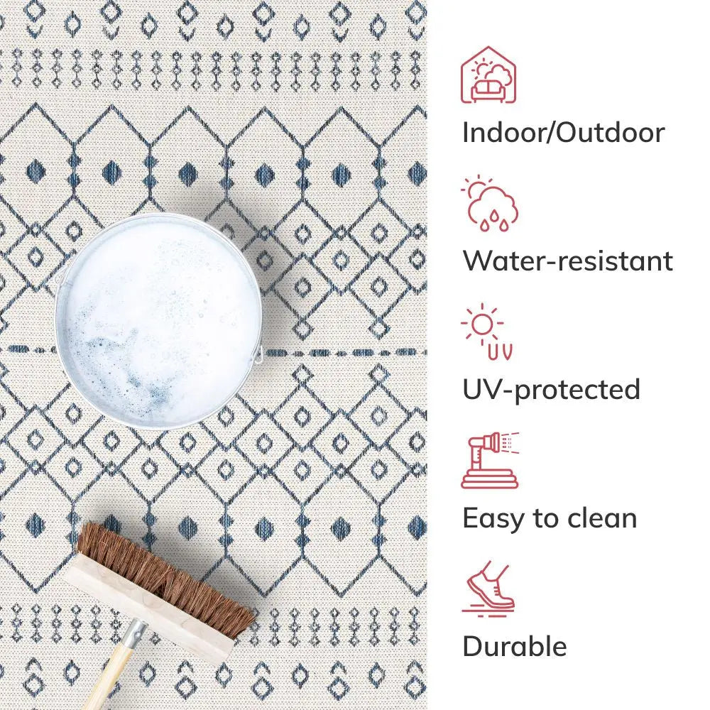 Nord Moroccan Tribal Indoor Outdoor Light Blue Flatweave Rug、mySite、gigharbornorthrealestate