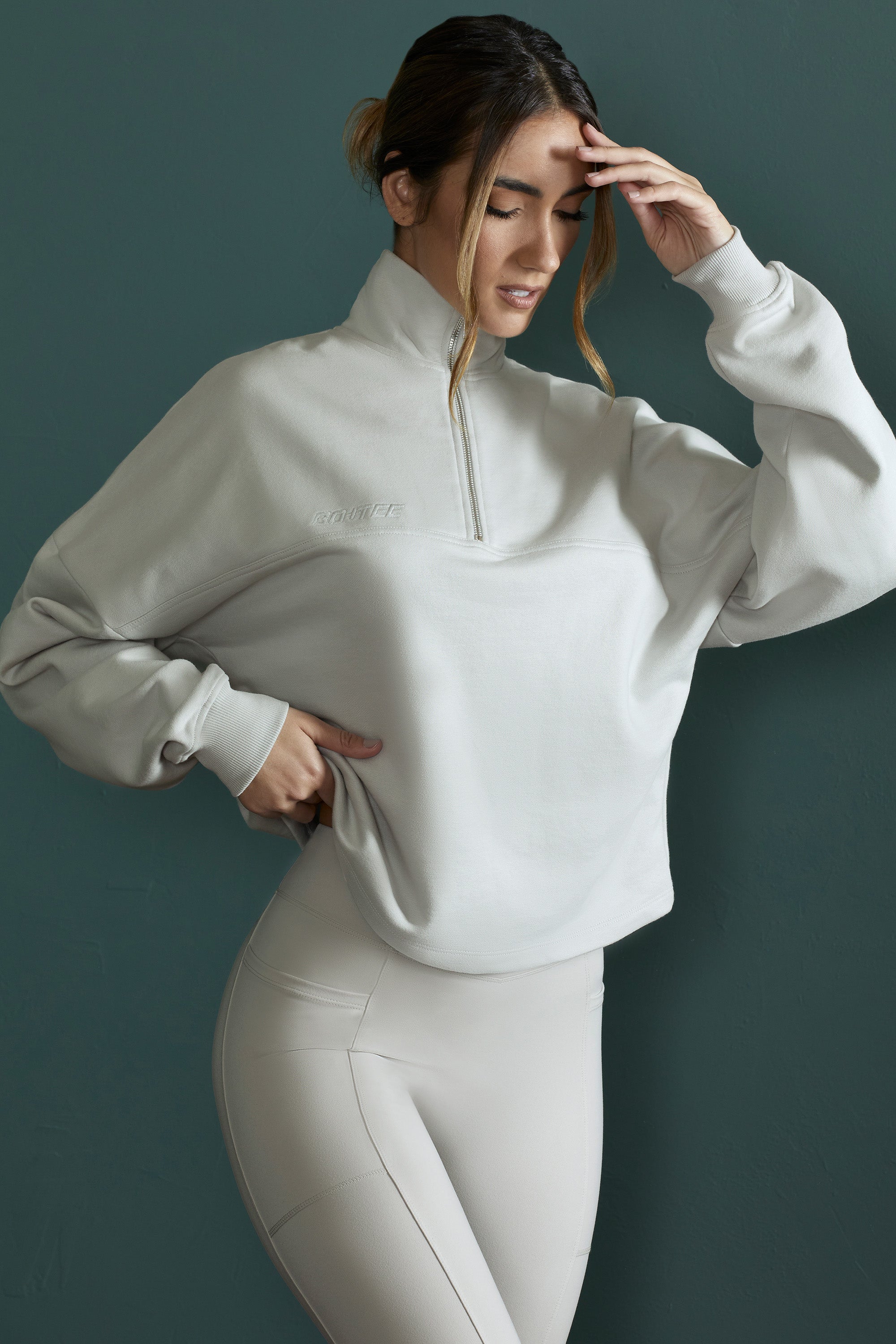 Oversized Half Zip Sweatshirt in Grey、mySite、solidvoid