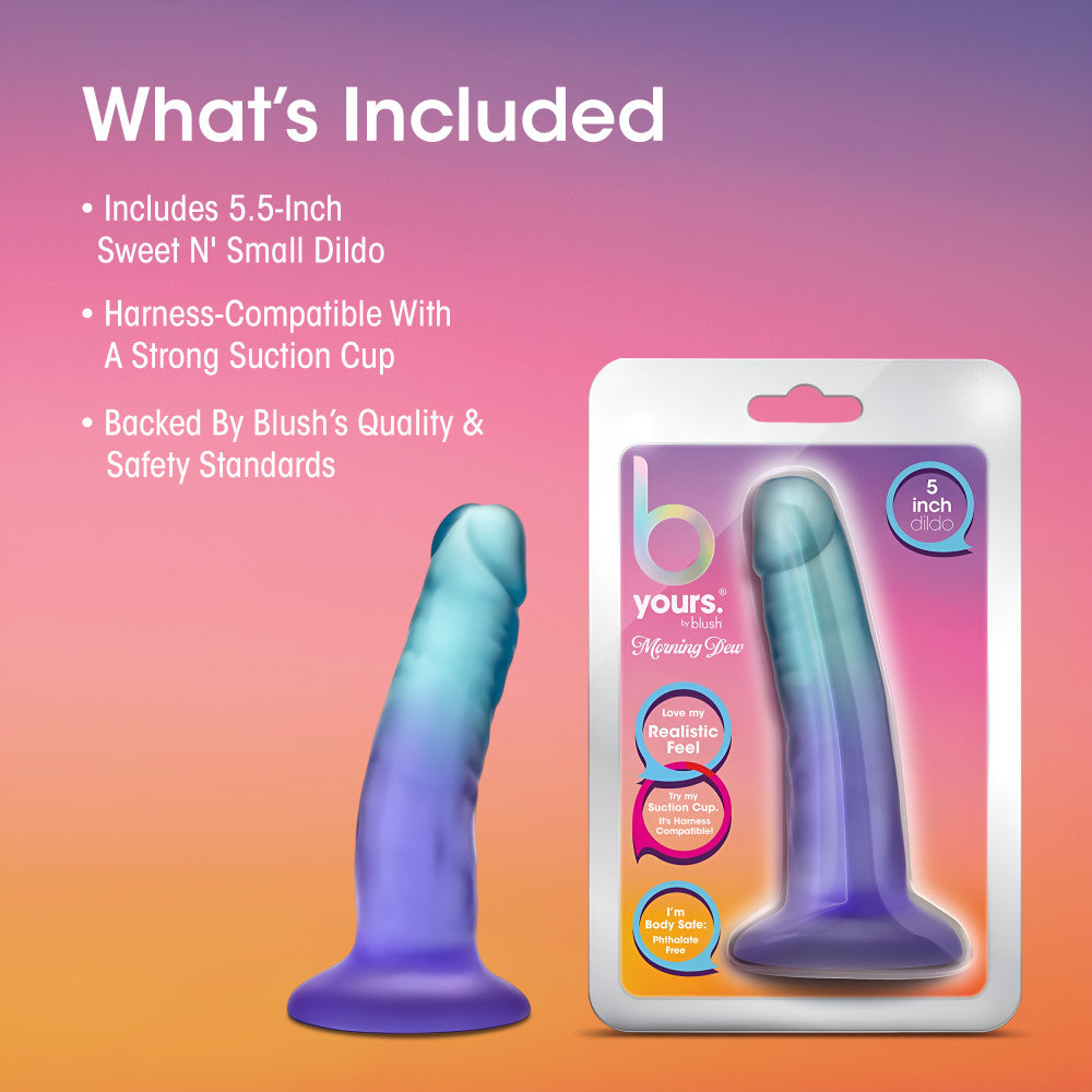 B Yours By Blush® | Morning Dew Realistic Sapphire 5.5-Inch Long Dildo With Suction Cup Base、mySite、bottomscart