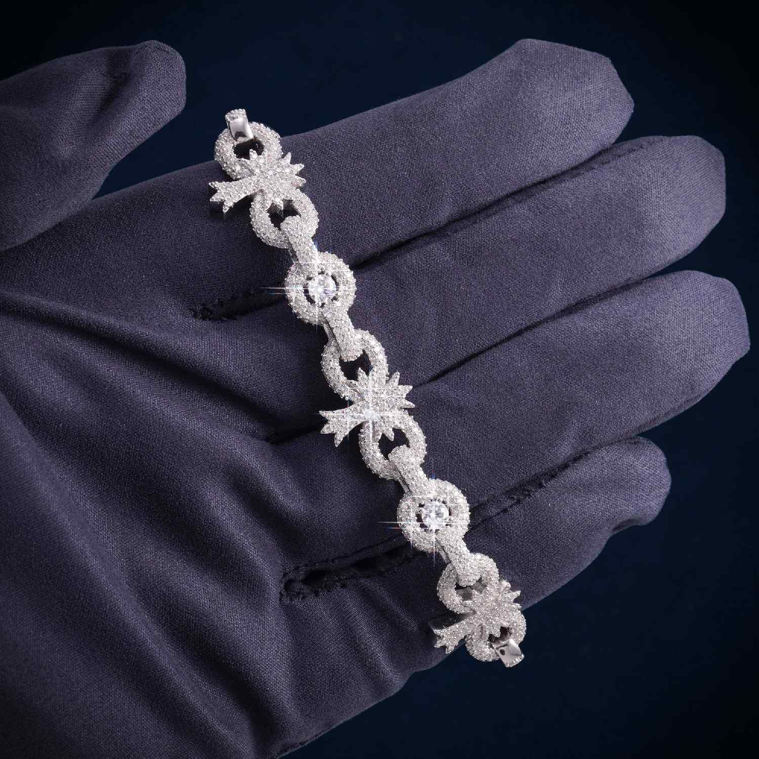 10MM Moissanite Palm Tree Cuban Link Bracelet 14K Gold、mySite、hinf8tx79