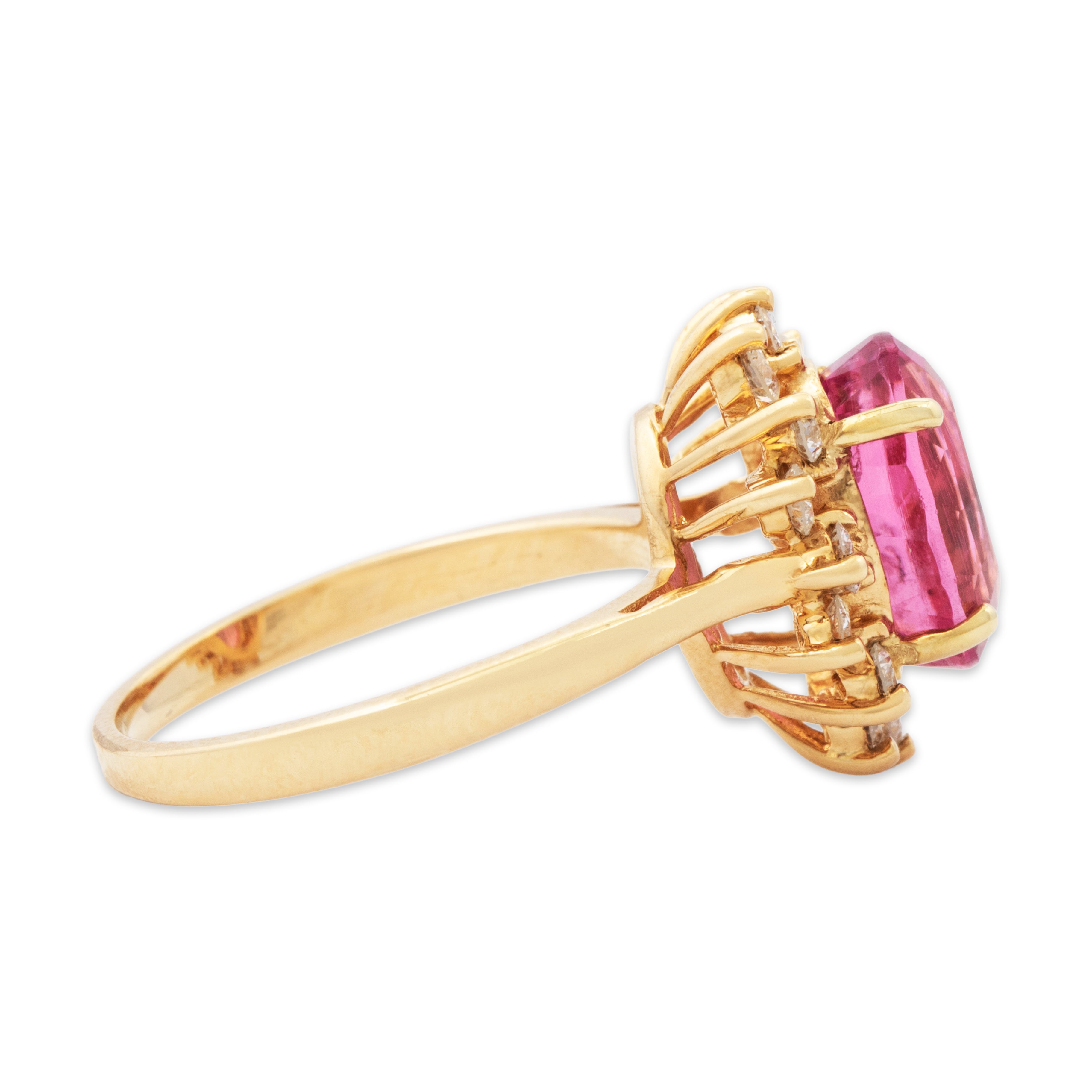 Vintage 14k Yellow Gold 3ct Tourmaline .624cttw Diamond Lovely Halo Ring 6.75、mySite、hinf8tx79