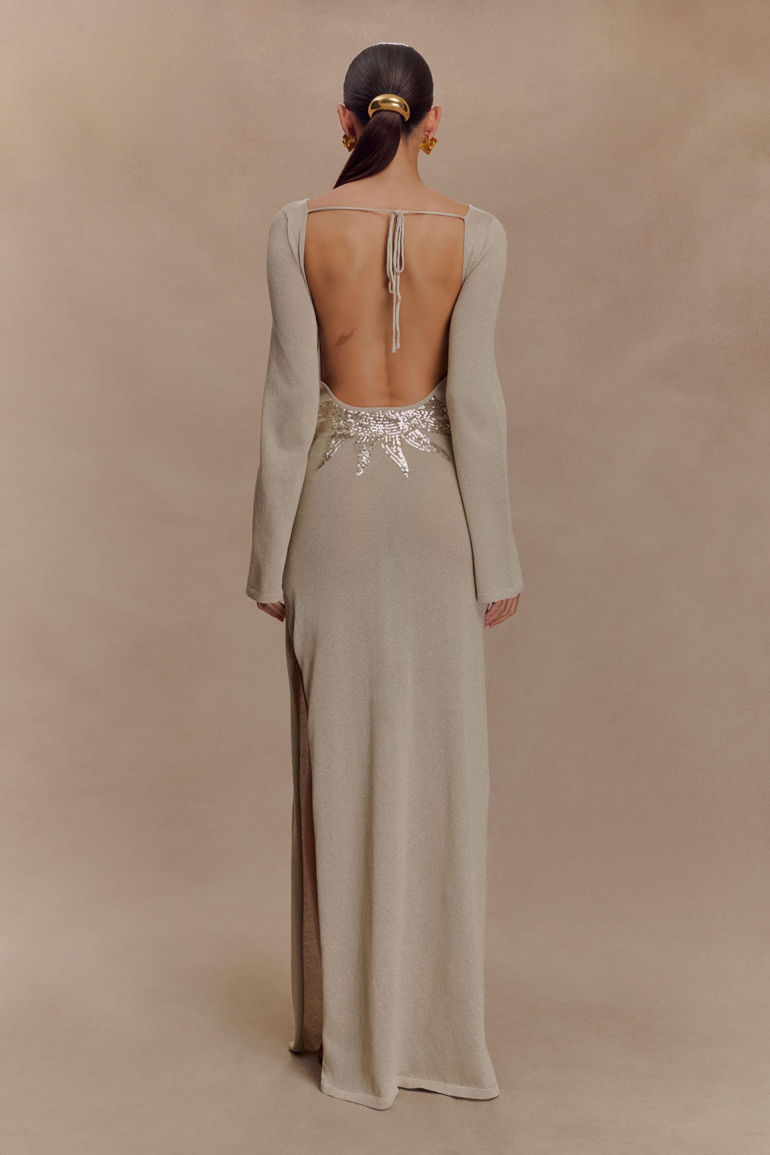 Atticus Knit Maxi Dress With Sequin - Gold、mySite、solidvoid