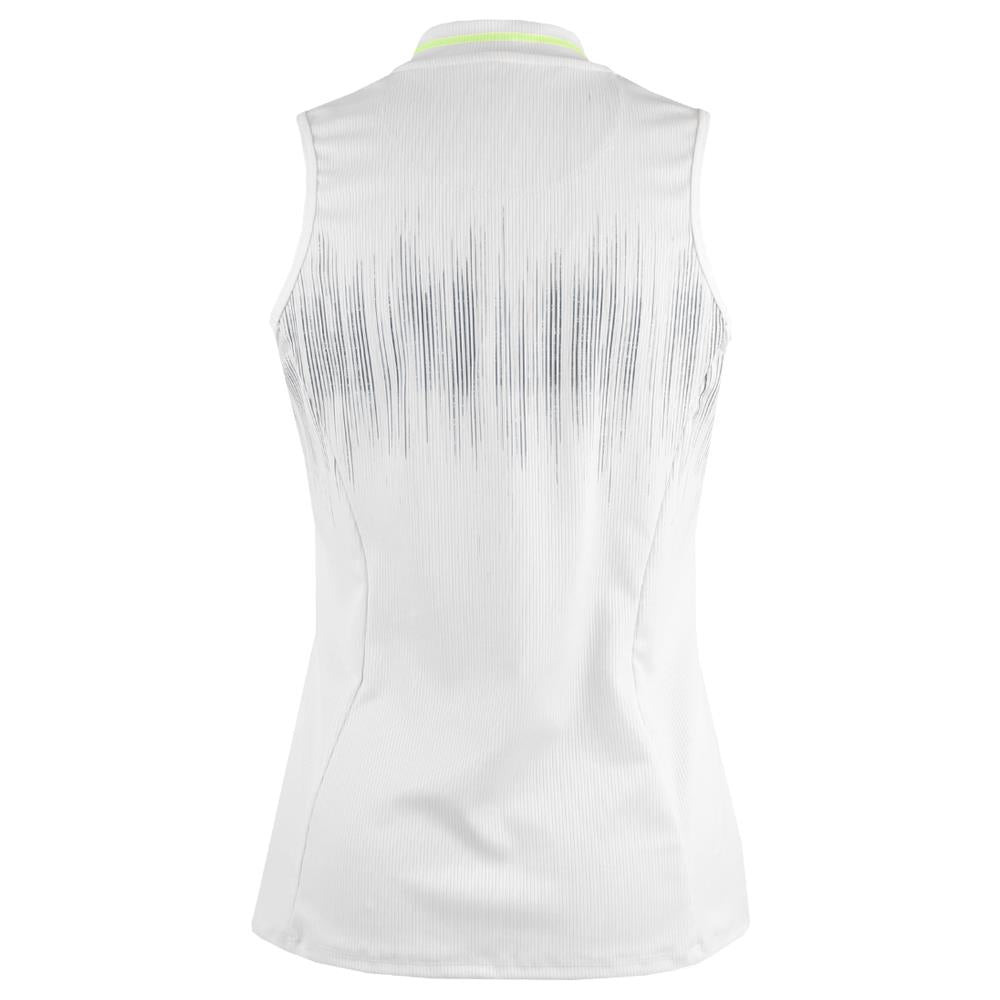 Lucky in Love Women's Electric Toile Between The Lines Zip Tank - White
