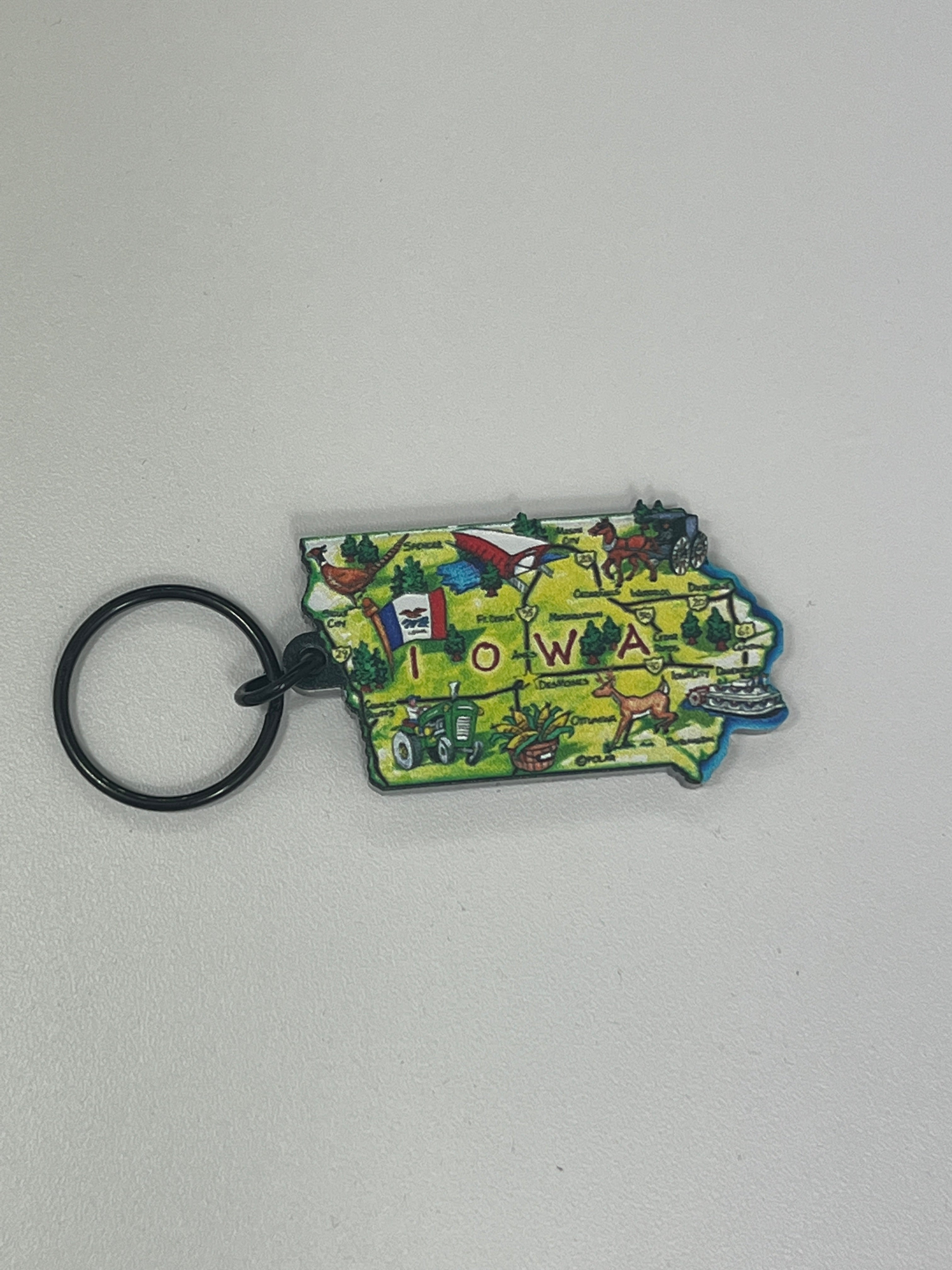 Iowa Map Block Keychain、mySite、garagedoors4me