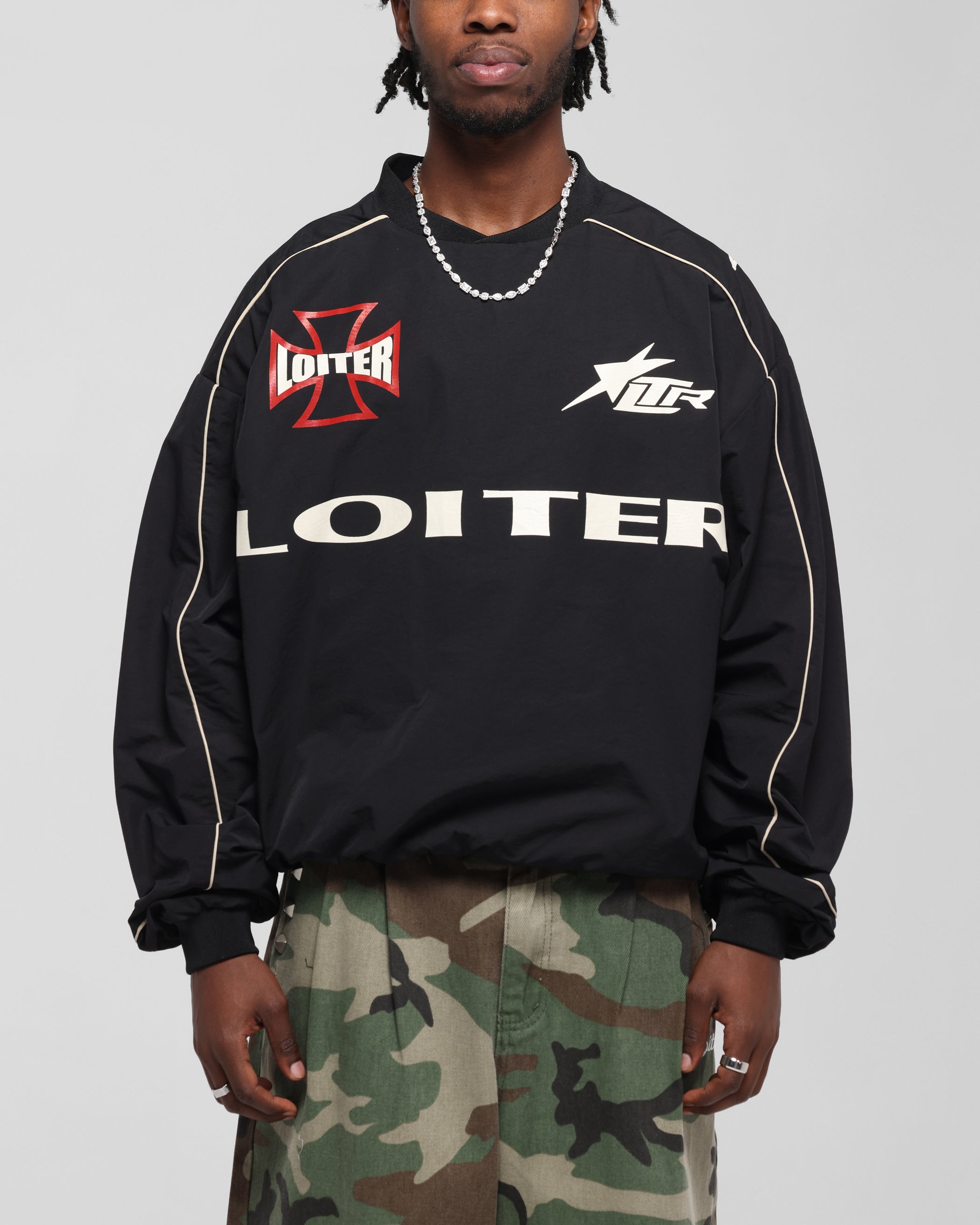 Loiter Racer Nylon Jersey Crewneck Black、mySite、zt4zffjzw