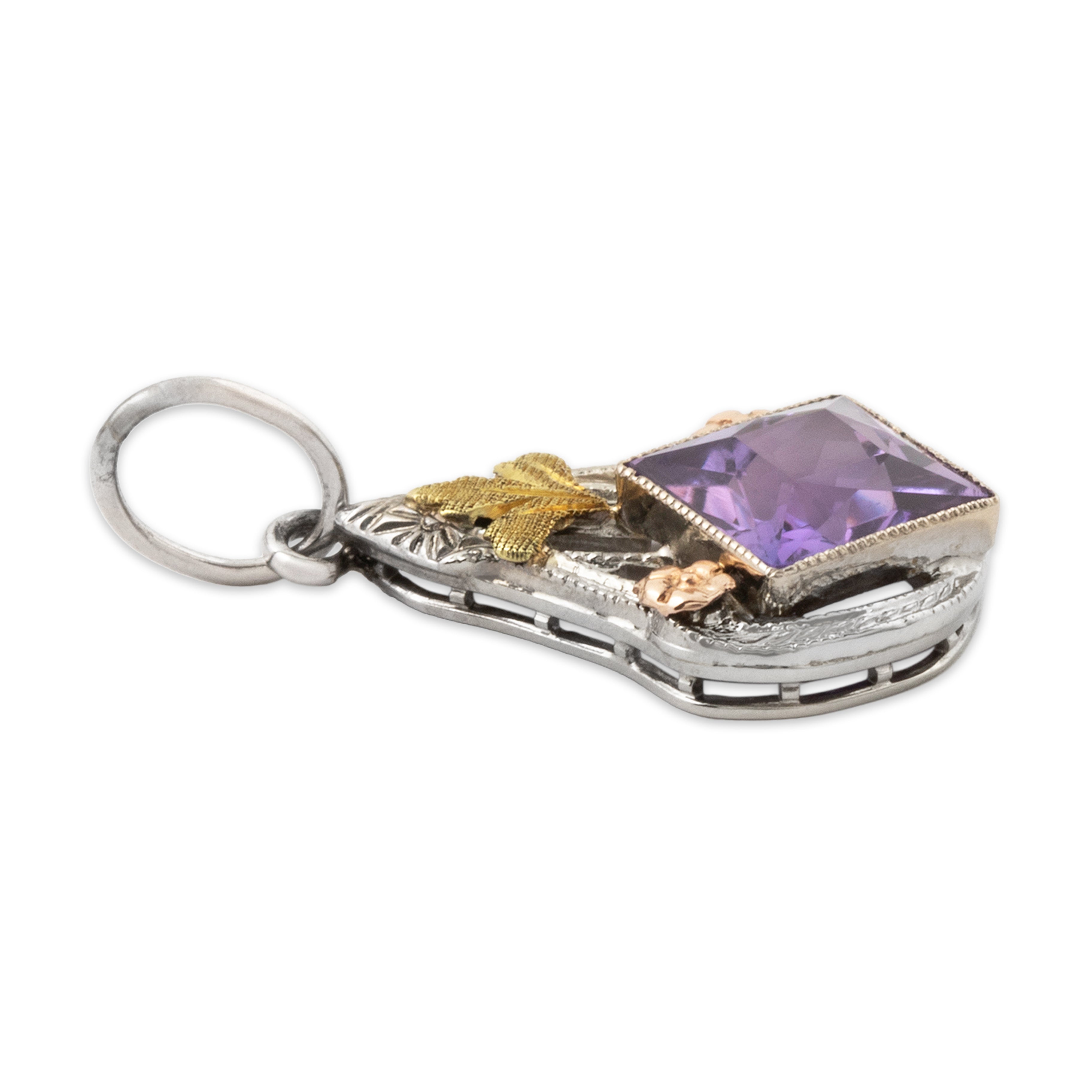 Antique 14k Tricolor Gold 1.41ct Synthetic Color Change Sapphire Charm、mySite、hinf8tx79