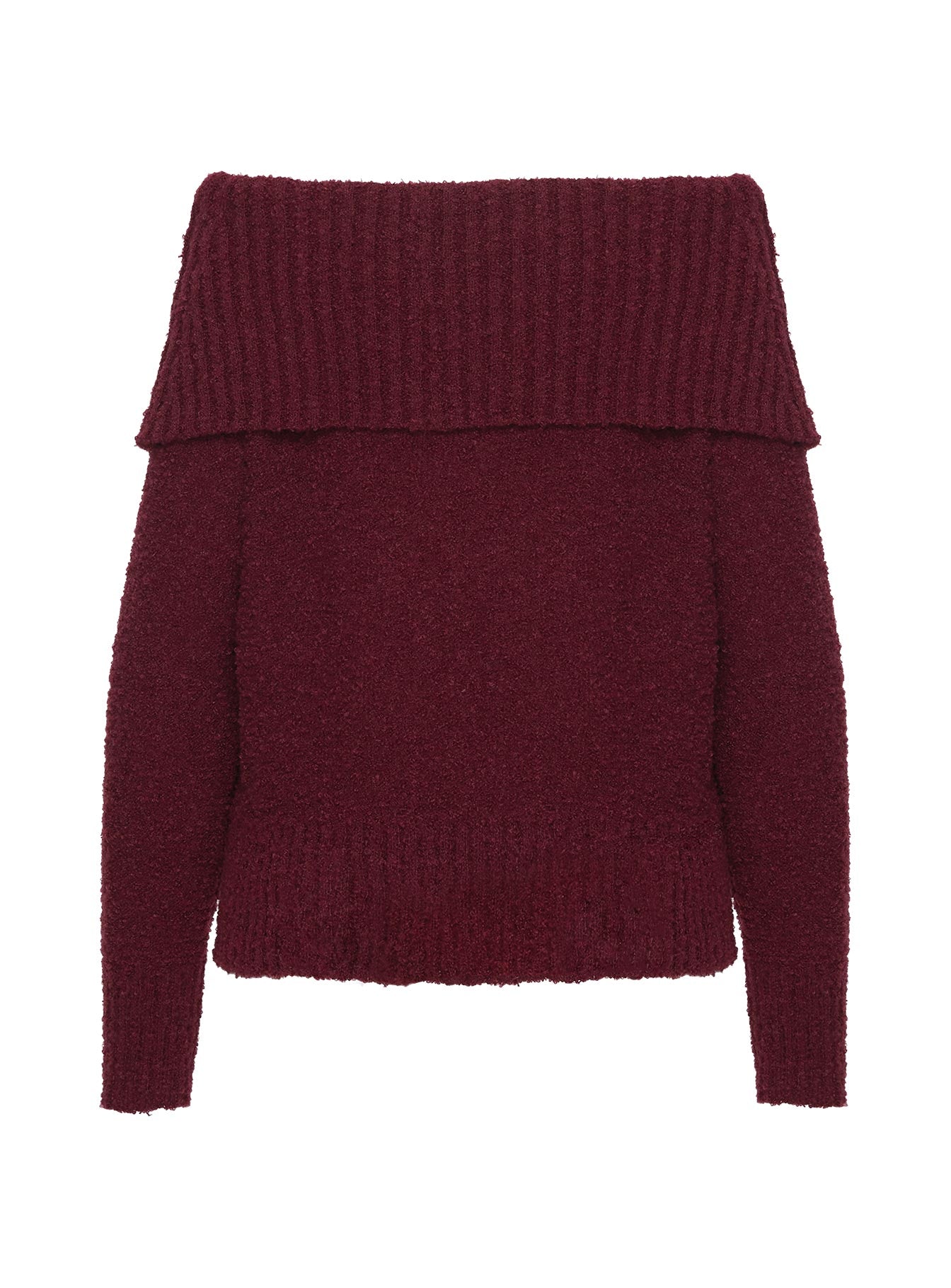 Parkley Boucle Off The Shoulder Sweater Burgundy、mySite、solidvoid