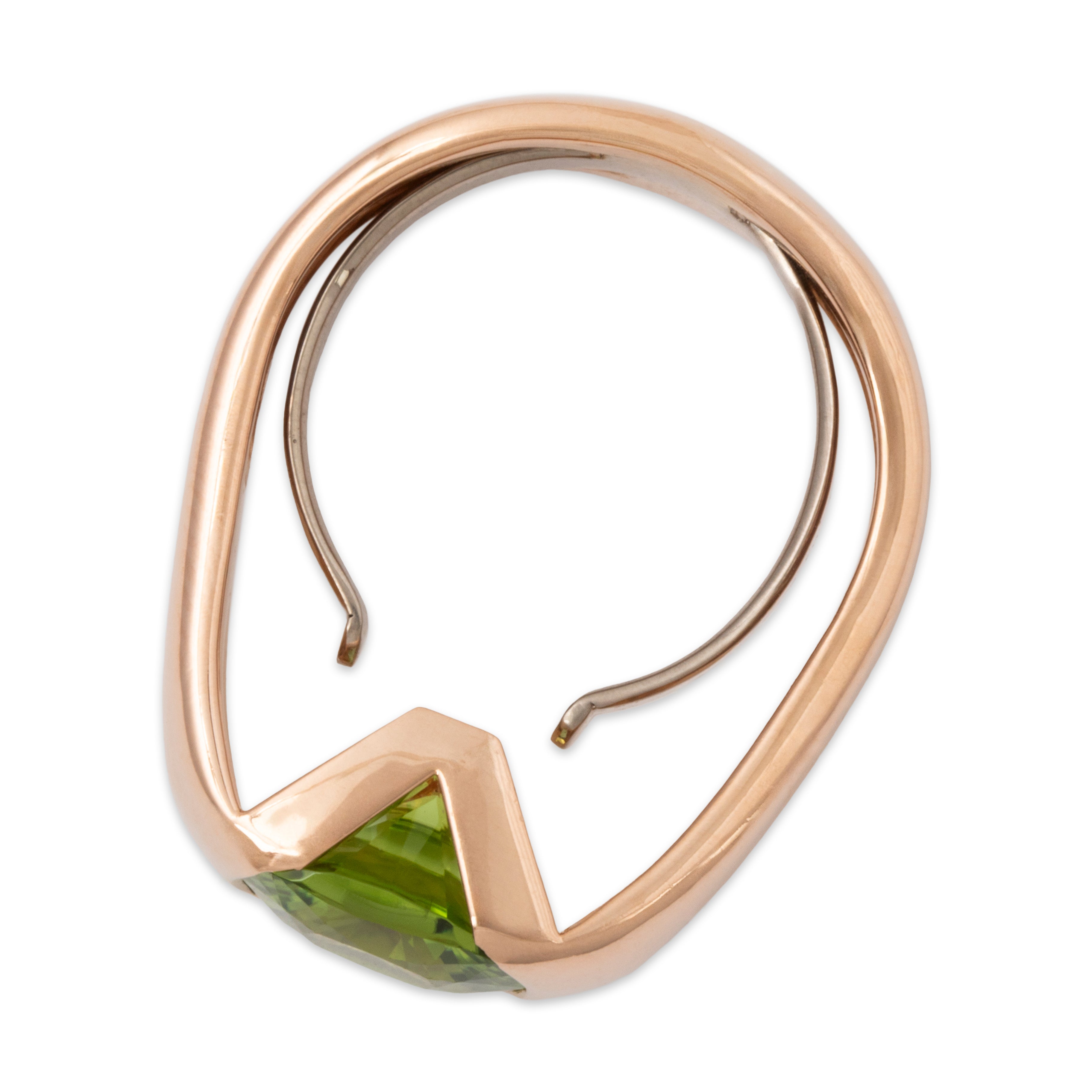 Vintage 18k Rose Gold 3.83ct Peridot Elongated Modernist Ring、mySite、hinf8tx79