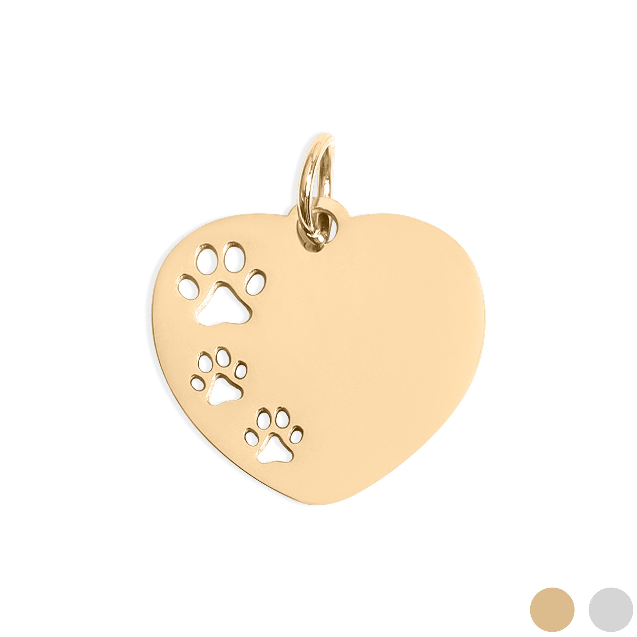 18K Gold PVD Stainless Steel Blank Paw Print Heart Charm / PDL0139、mySite、dreamappss