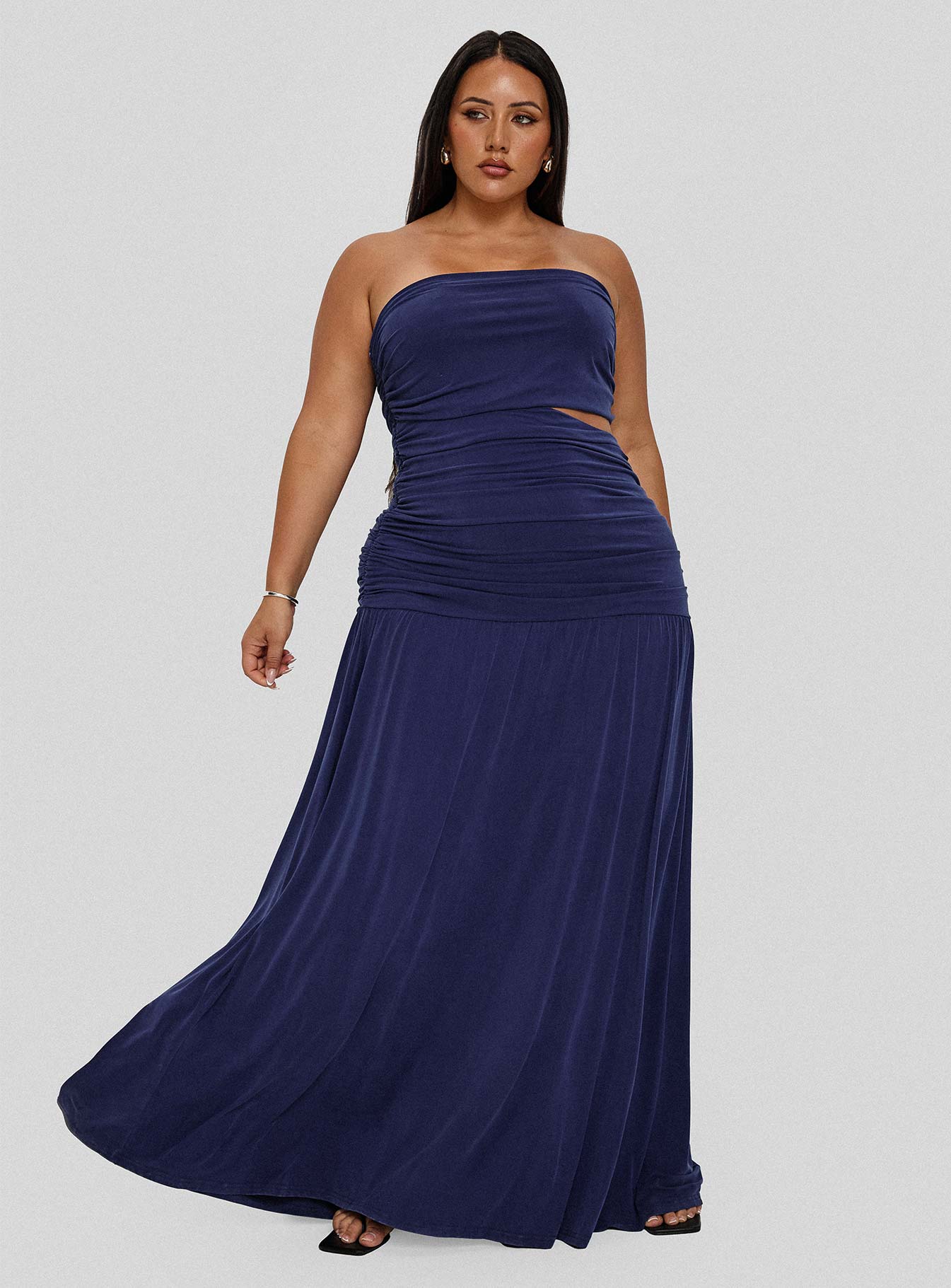 Grandeur Strapless Maxi Dress Navy Curve、mySite、solidvoid