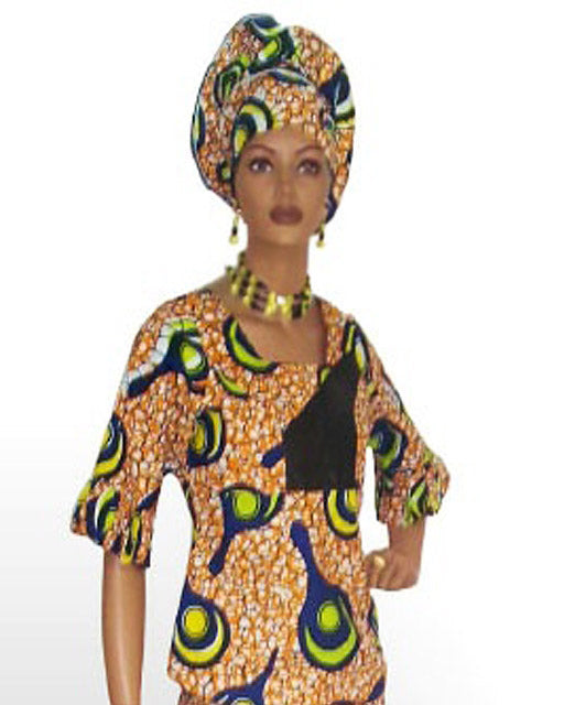 Orange, Blue, Green and Yellow African Print Top、mySite、solidvoid