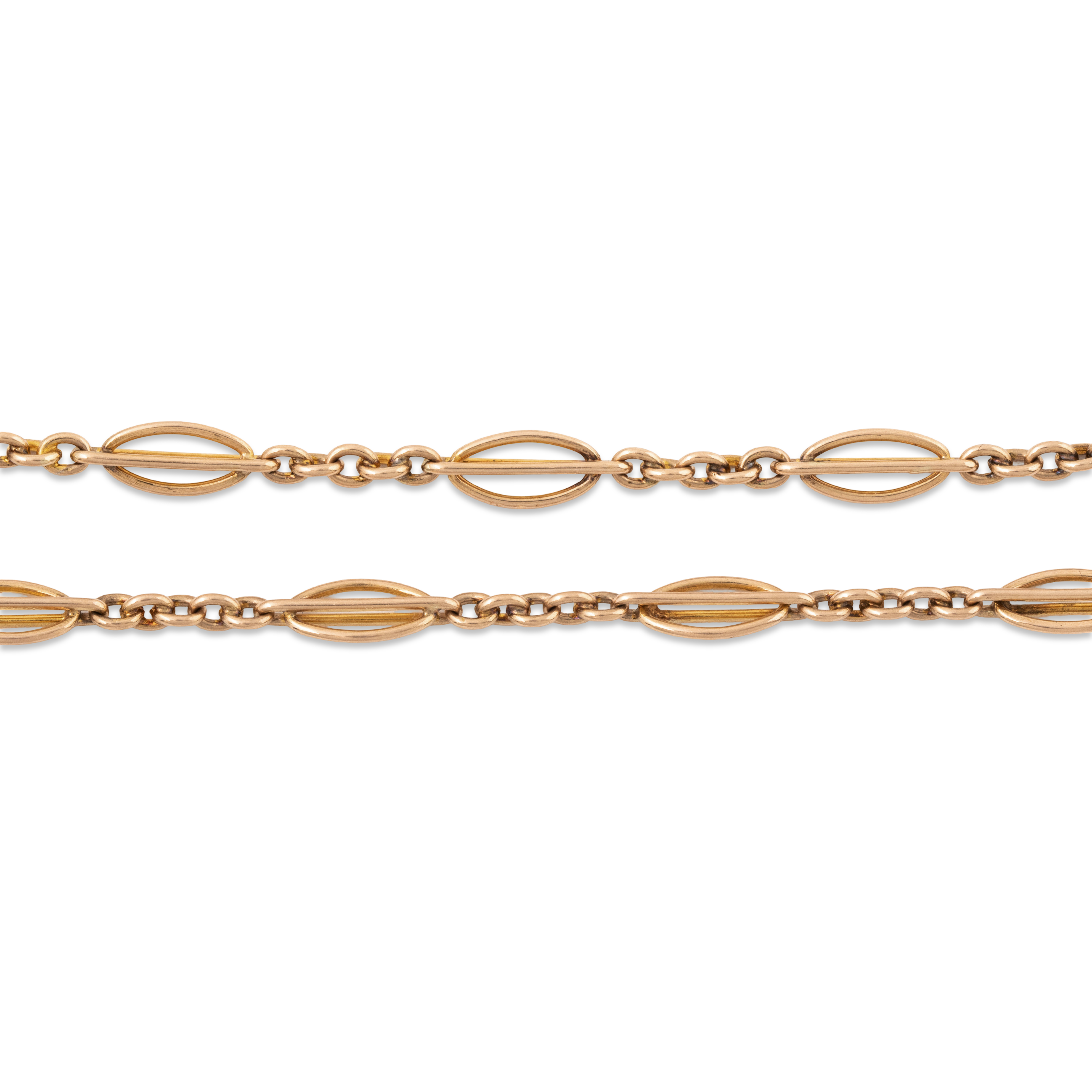 Antique 14k Rosy Yellow Gold Oval Link Watch Chain Double Bracelet 6.5、mySite、hinf8tx79