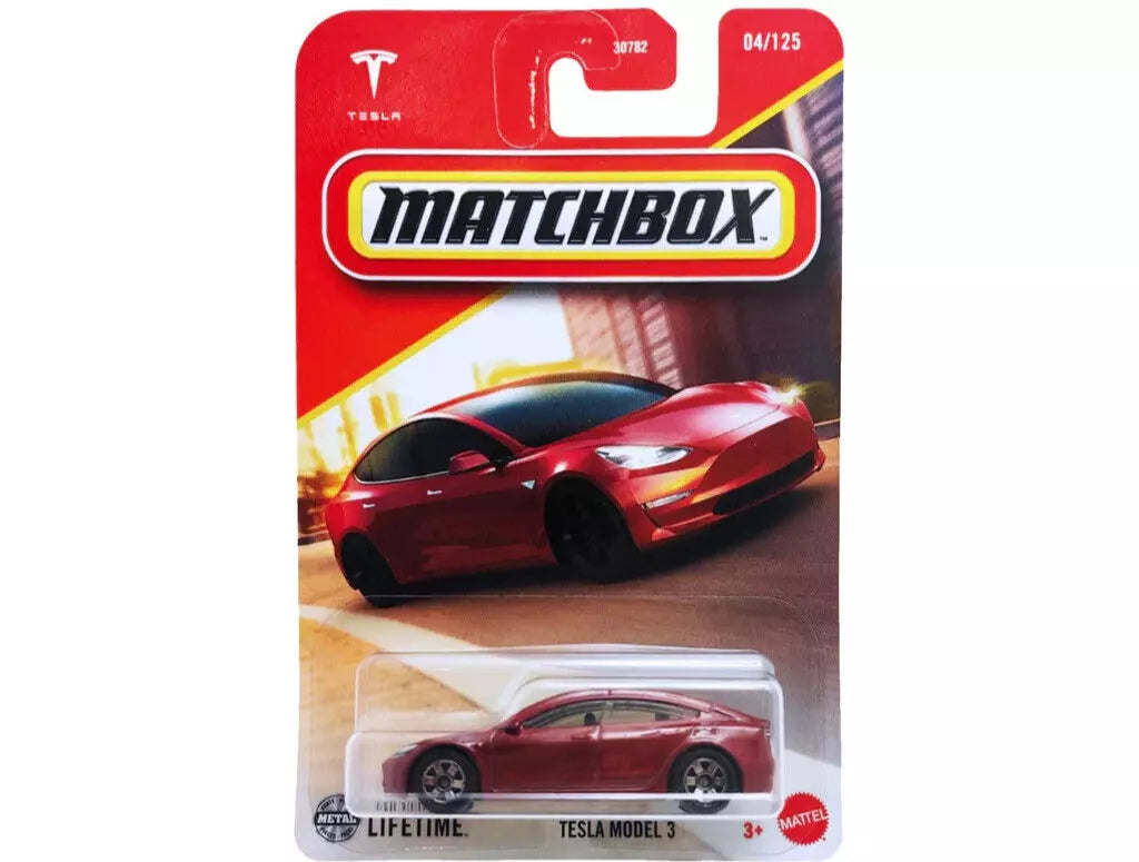 Tesla Model 3 #4 * Red * 2025 Matchbox Basic Case E、mySite、hgirdovlk