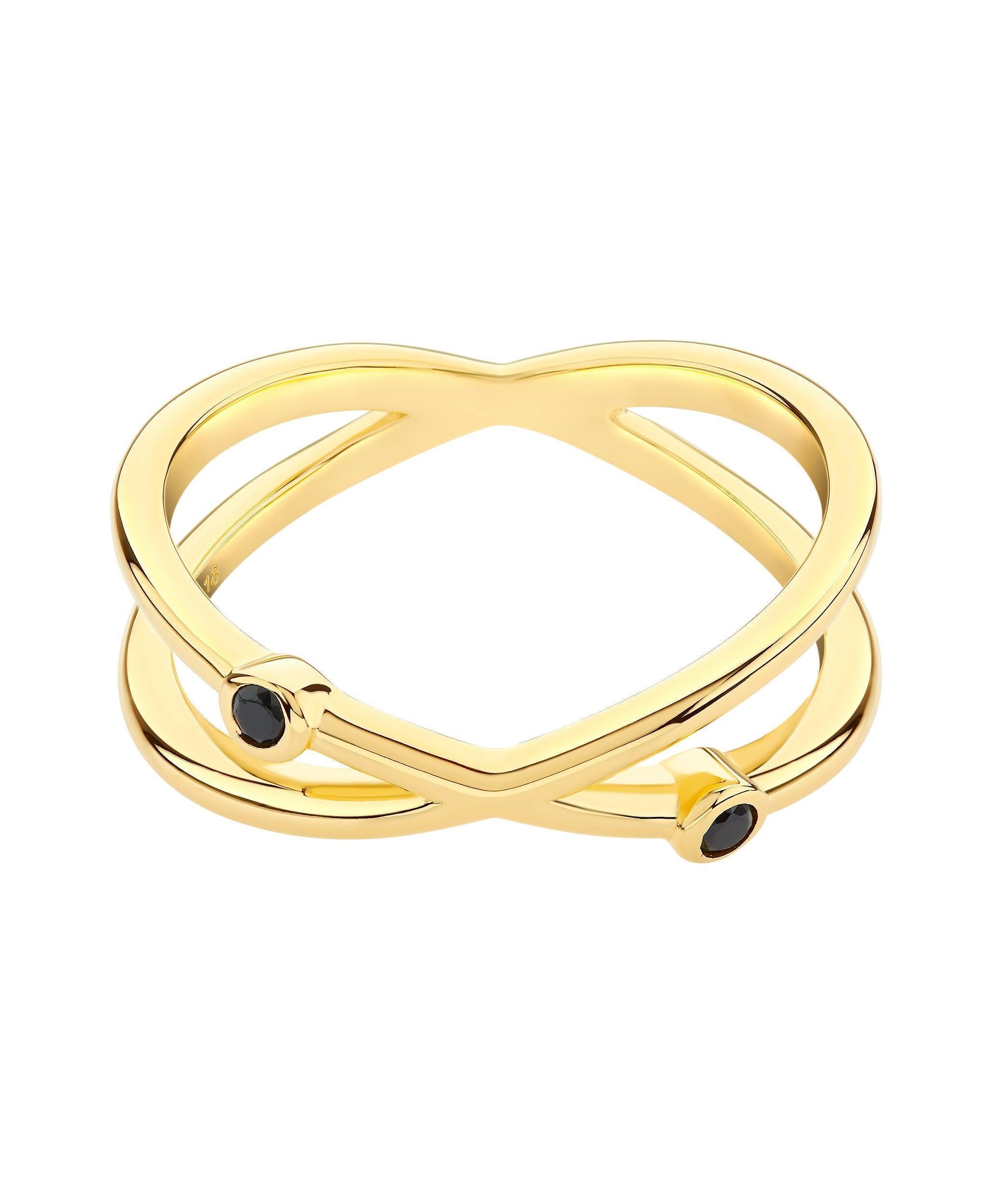  Isla Ring Black 18ct Gold Plated