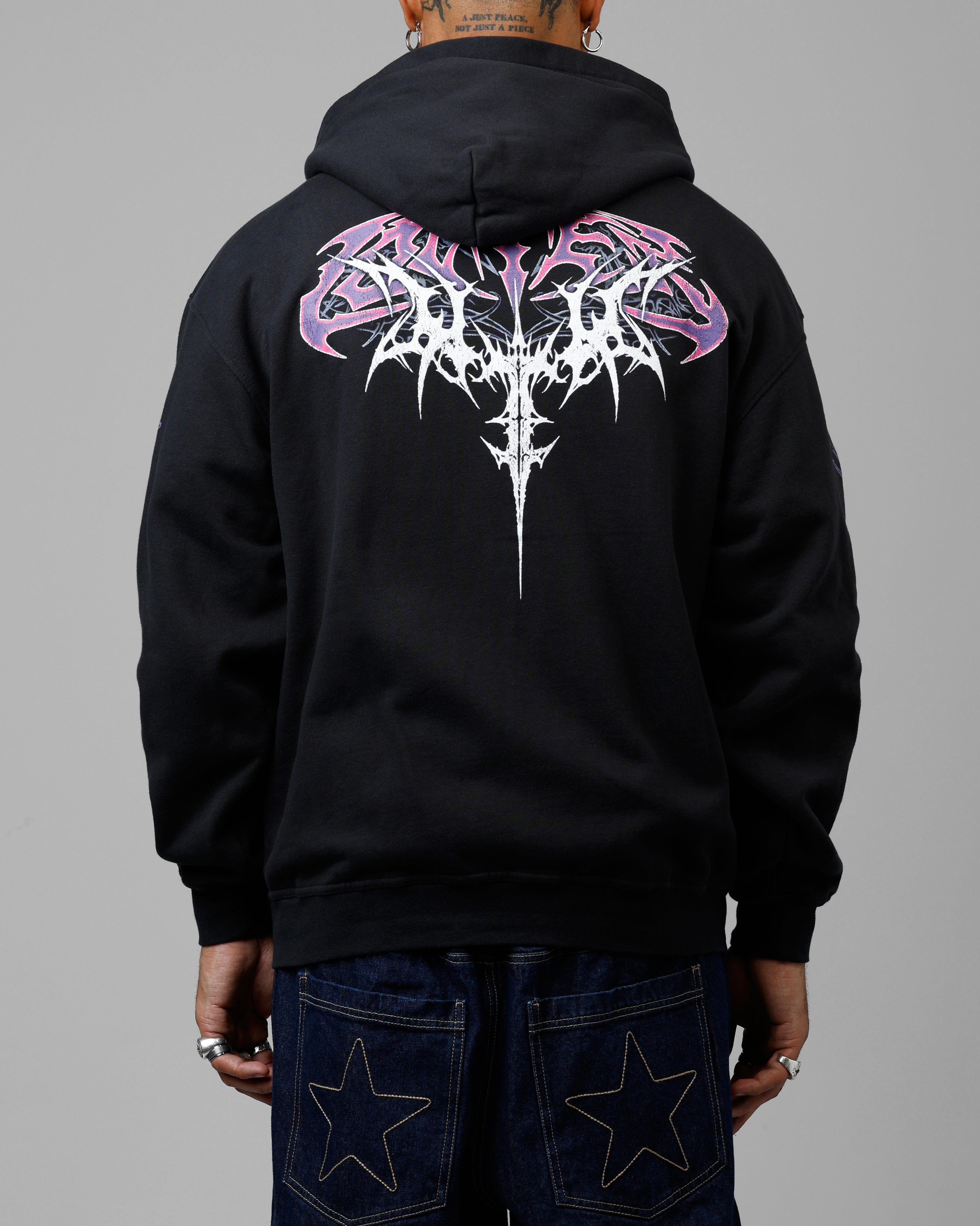 Loiter Tribal Skull Zip Up Hoodie Black、mySite、zt4zffjzw