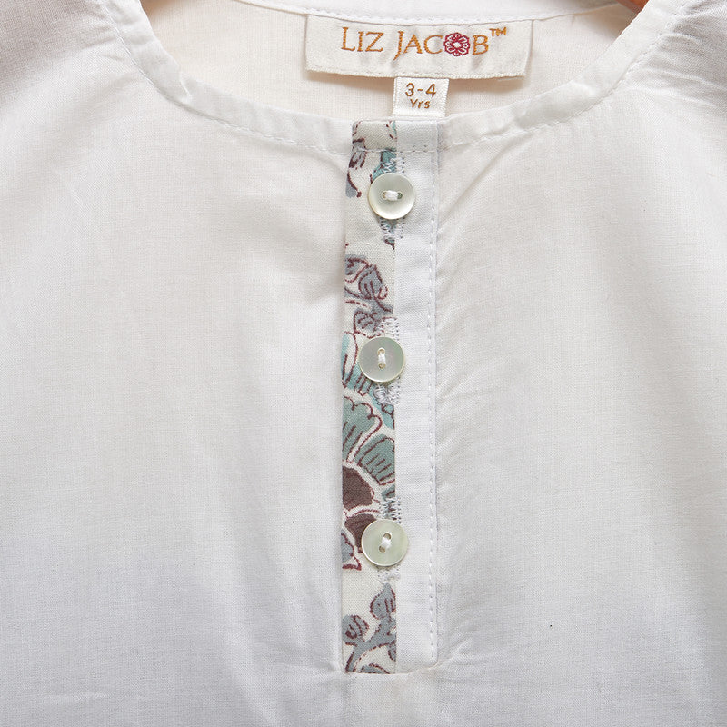 Cotton Pyjama Set For Kids | Block Printed | White、mySite、camillekostekn