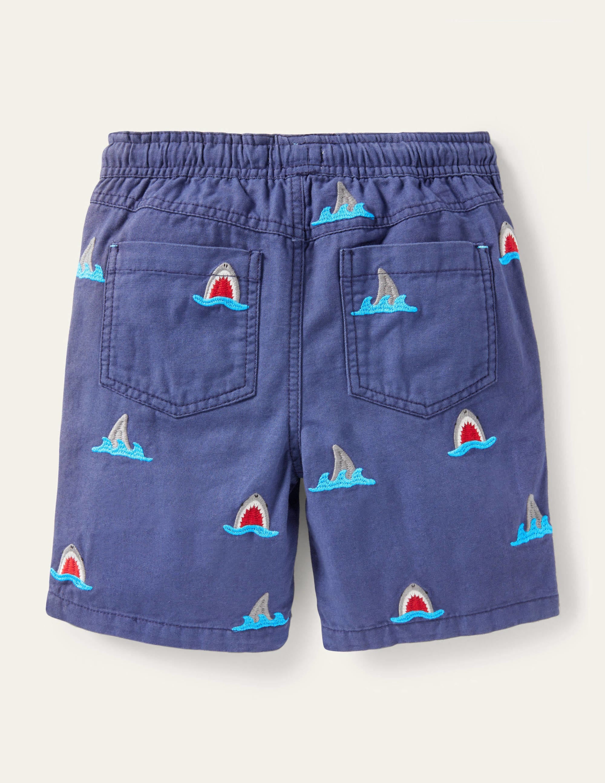  Navy Shark Pull-on Drawstring Shorts-Navy Shark Embroidery、mySite、ashleygrahame