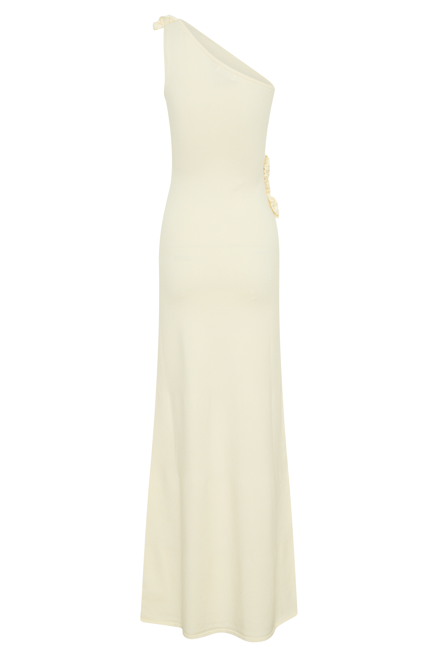 Paloma One Shoulder Knit Maxi Dress With Flowers - Ivory、mySite、solidvoid
