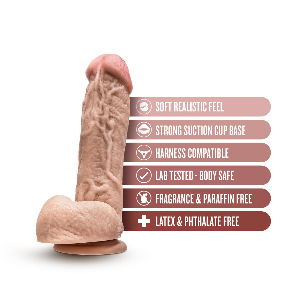 Dr. Skin By Blush® | Mr. D 8.5 Inch Long Dildo with Suction Cup & Balls Beige、mySite、bottomscart