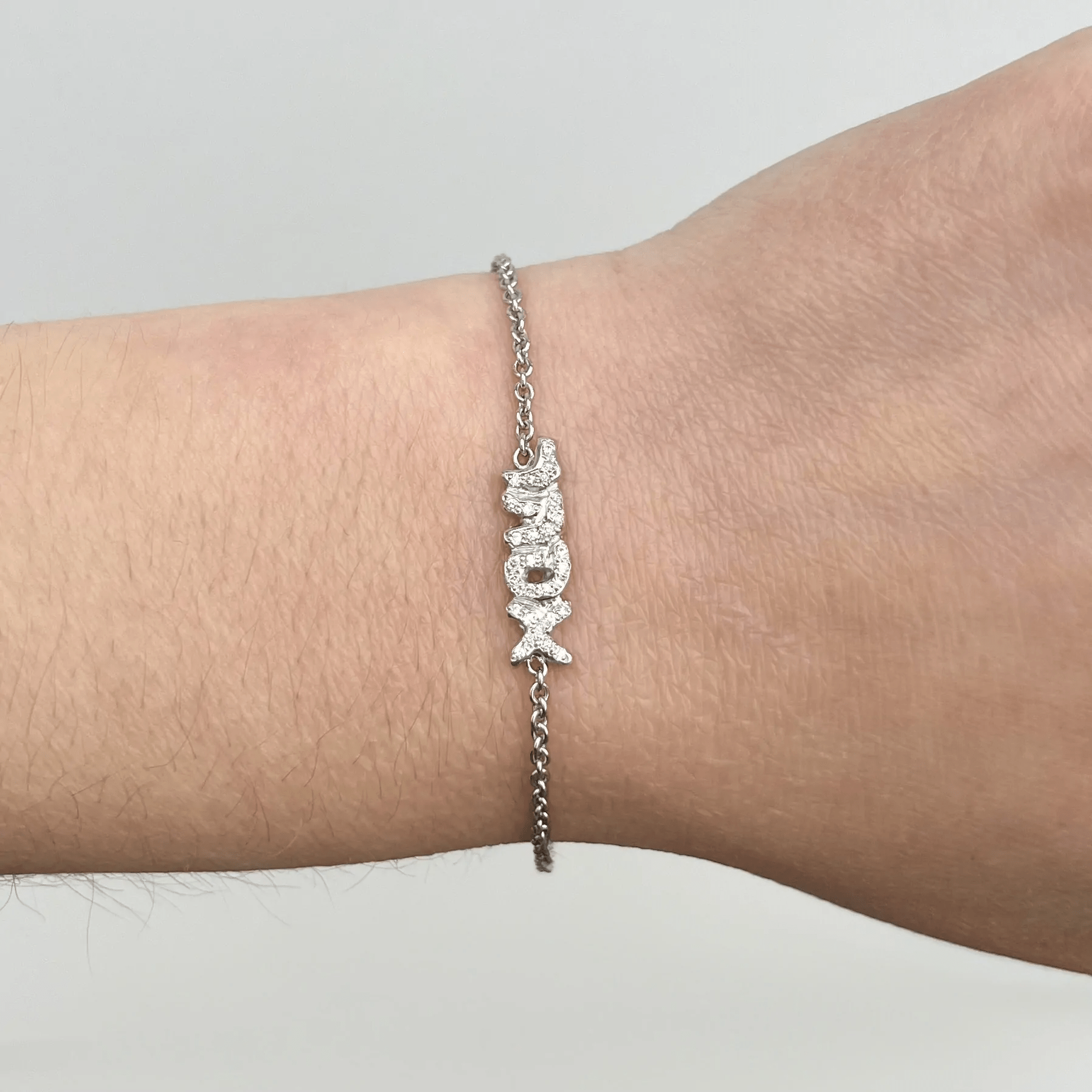 Diamond Hebrew Name Bracelet by Elisa Solomon - Platinum or 14k Yellow, White or Rose Gold、mySite、topwebapps