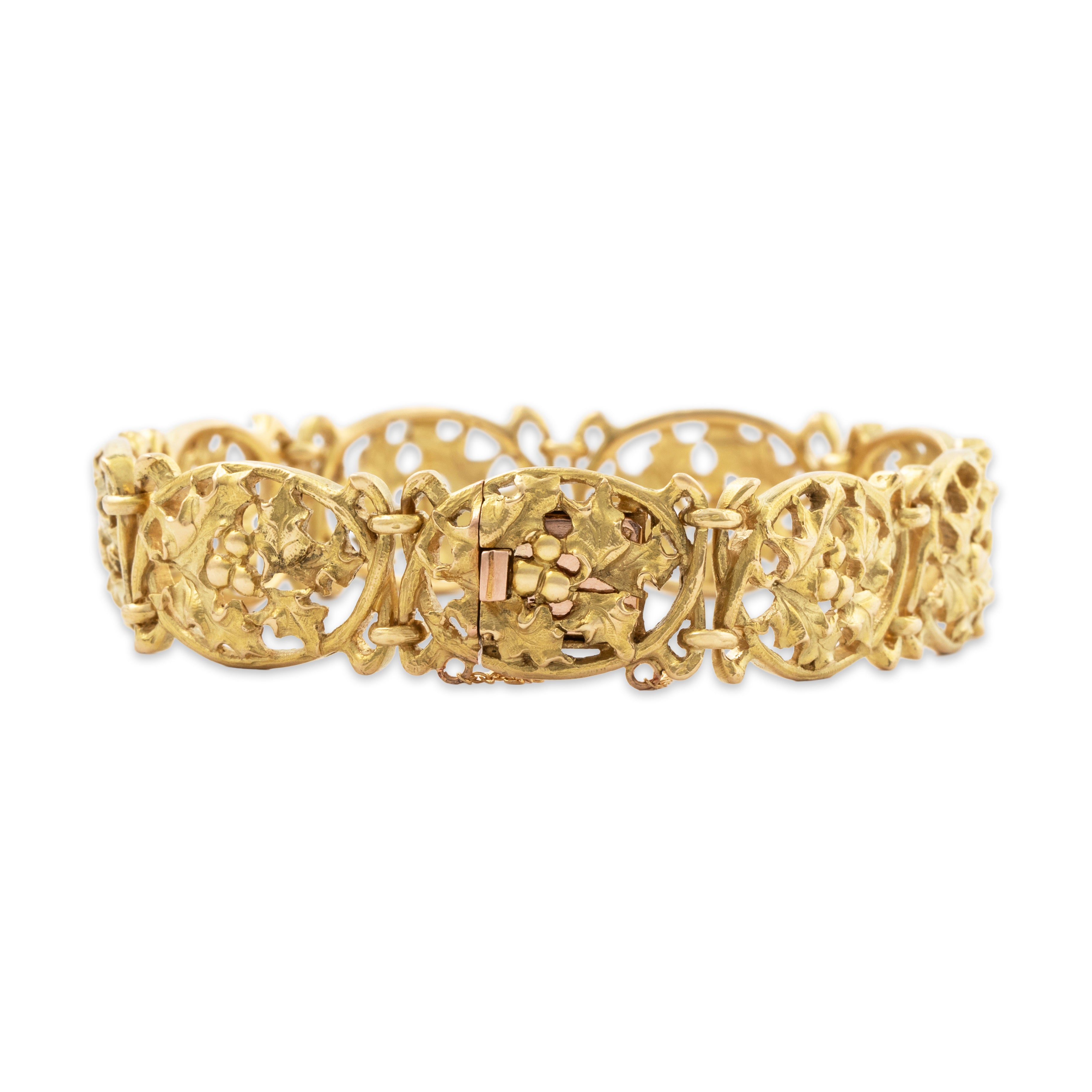 Antique French 18k Yellow Gold Spectacular Holly Bracelet 6.75、mySite、hinf8tx79