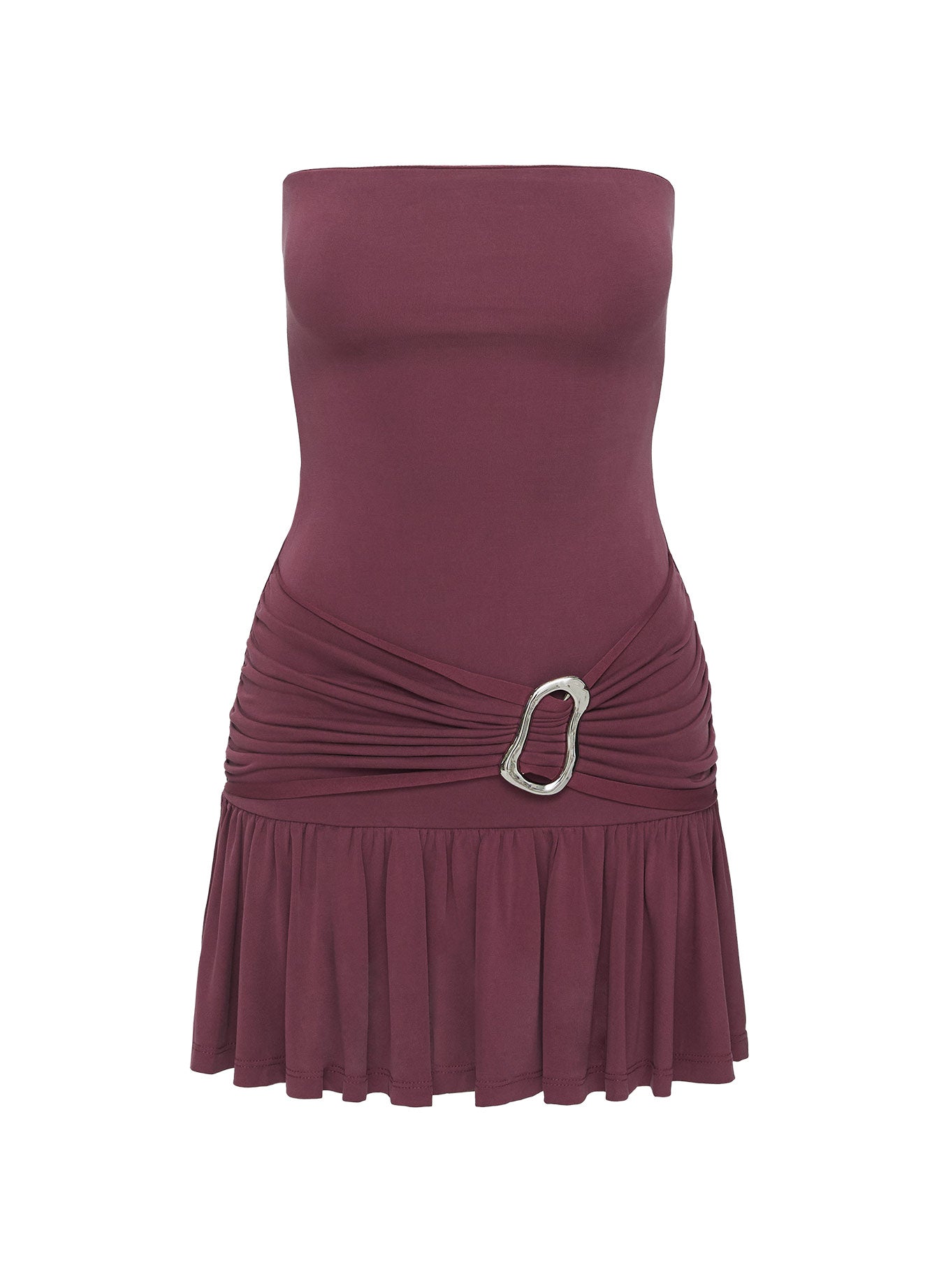 Love Lingers Strapless Mini Dress Burgundy Petite、mySite、solidvoid