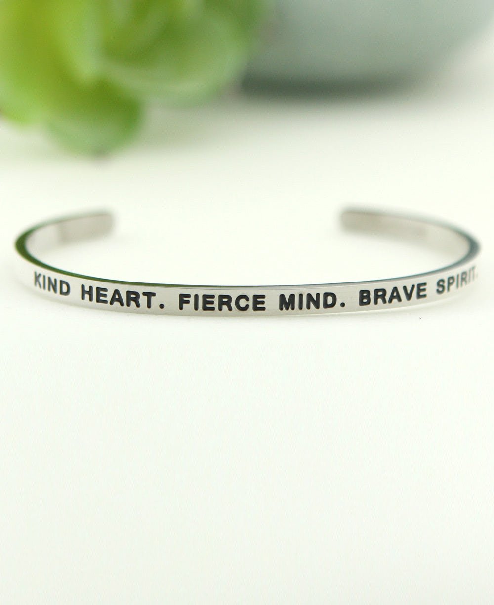 Kind Fierce Brave Cuff Bracelet, Multiple Finishes、mySite、topwebapps