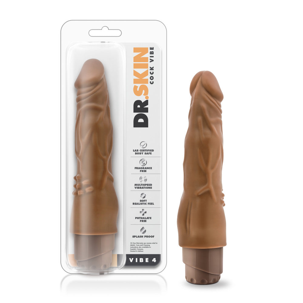 Dr. Skin By Blush® | Cock Vibe 4 Realistic Mocha 8-Inch Long Vibrating Dildo、mySite、bottomscart