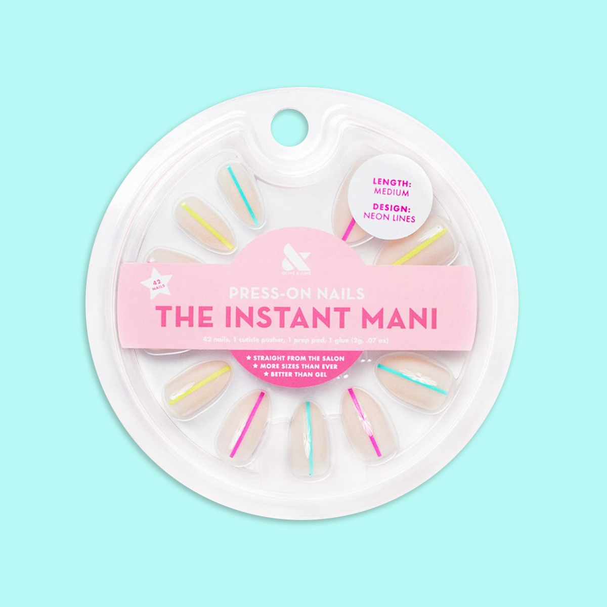 Neon Lines - Press-On | Medium | Almond、mySite、solidvoid