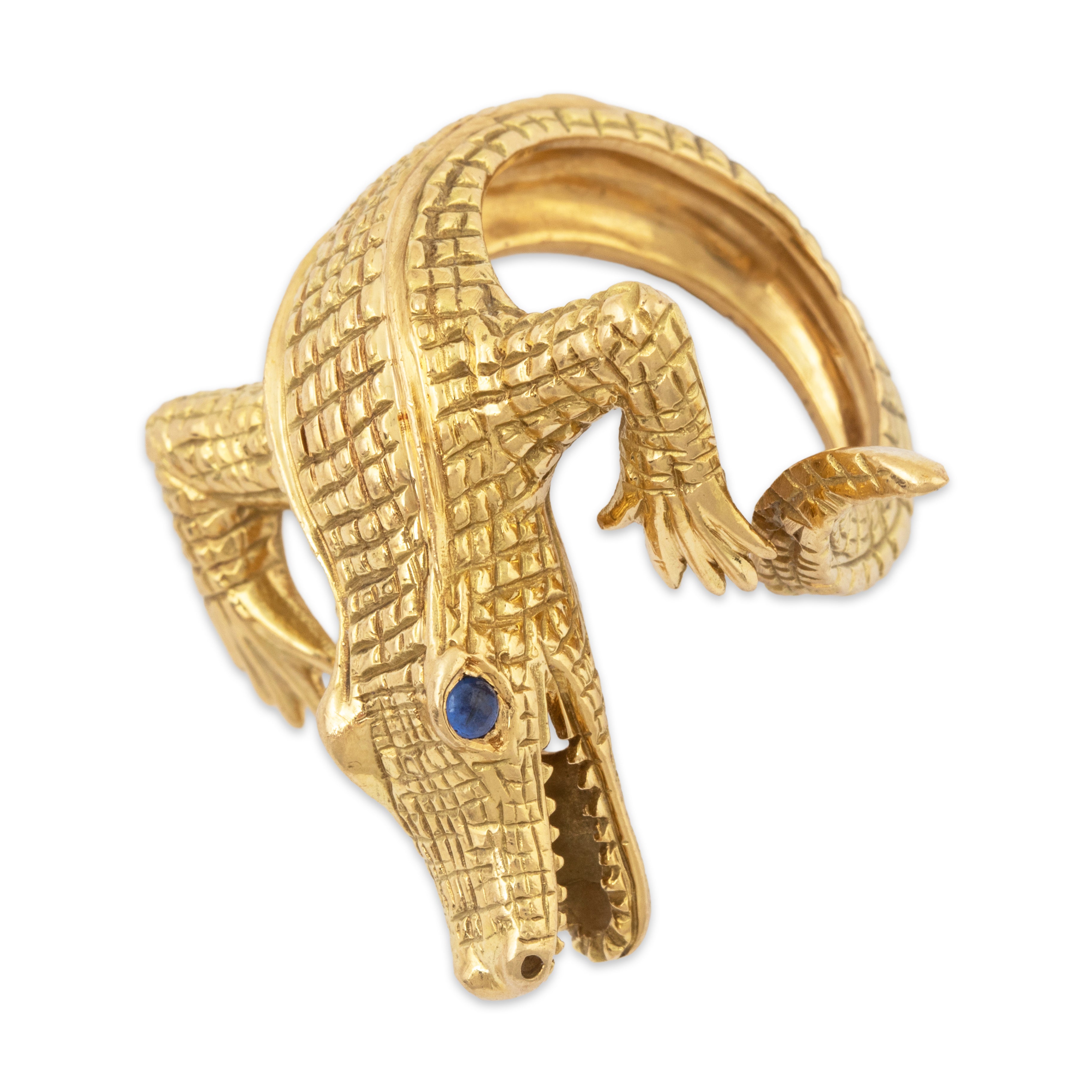 Vintage Heavy 18k Yellow Gold Sapphire Large Fierce Alligator Ring 7.00、mySite、hinf8tx79