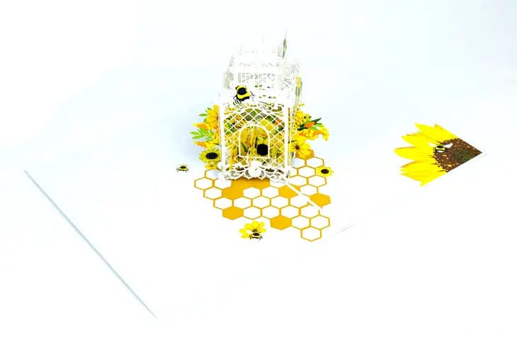 Bees & Sunflowers 3D Pop-Up Greeting Card、mySite、g9winljtr