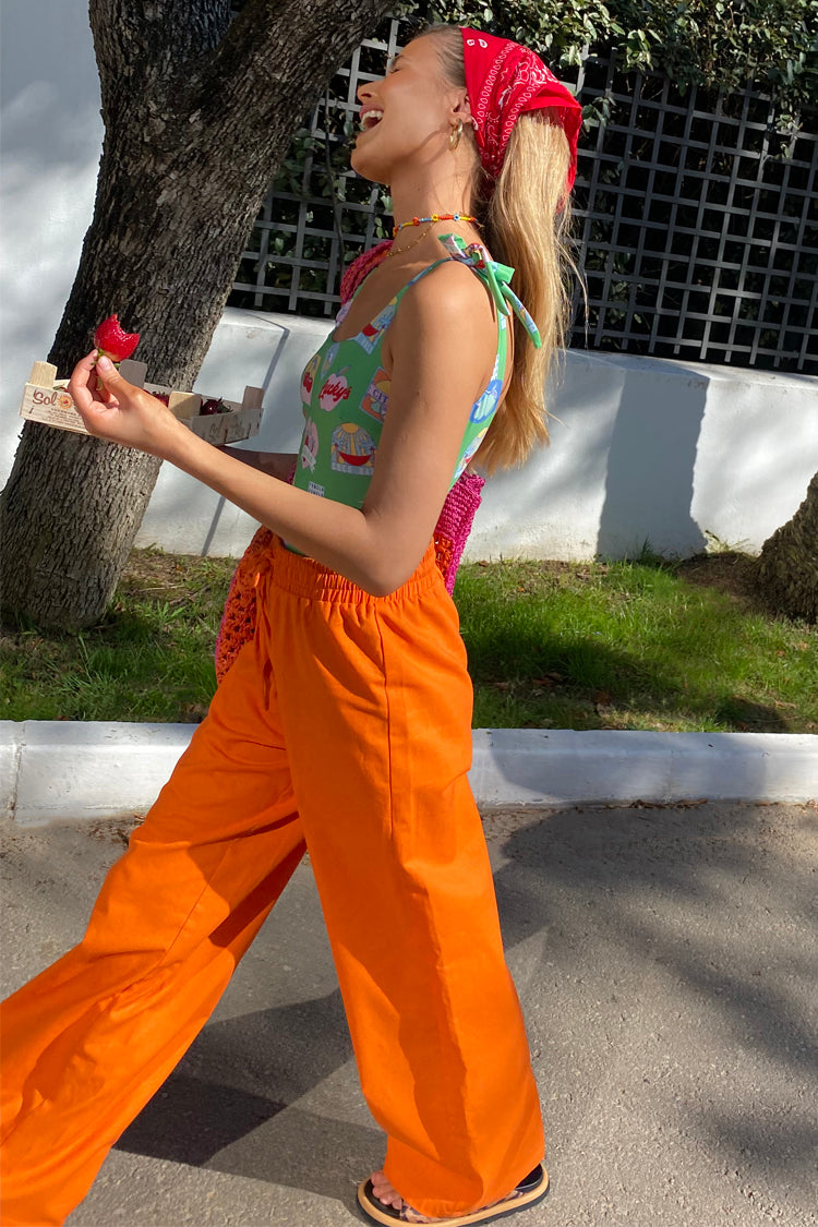 Orange Demi Cotton Linen Trousers、mySite、solidvoid