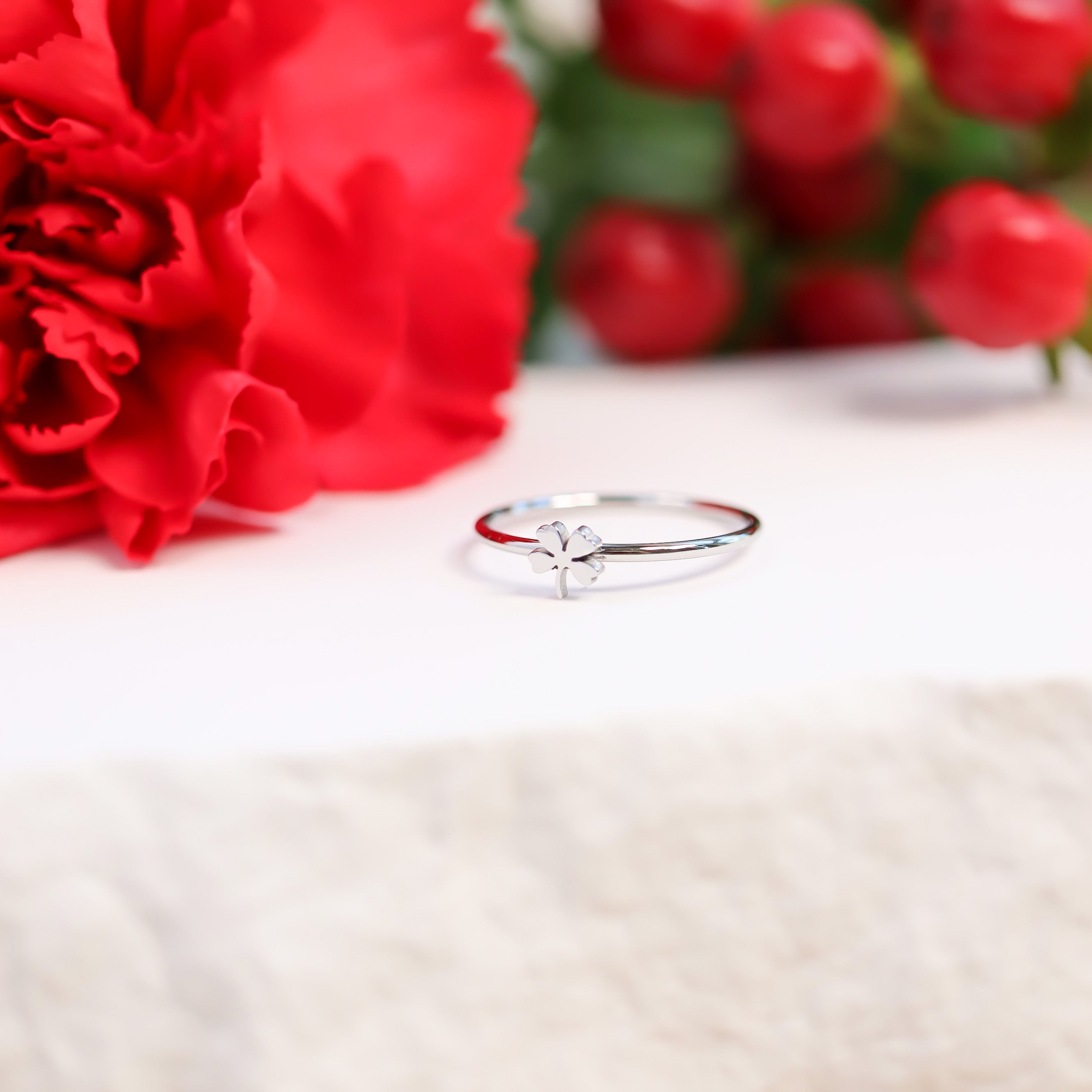 18K Gold PVD Stainless Steel Four Leaf Clover Symbol Ring / ZRJ0002、mySite、dreamappss