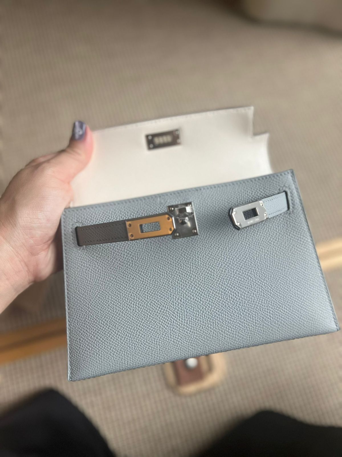 Hermès Kelly 20 Bleu Glacier / Spécial order HSS / Phw / Inside nata W stamp、mySite、garminoutage.com