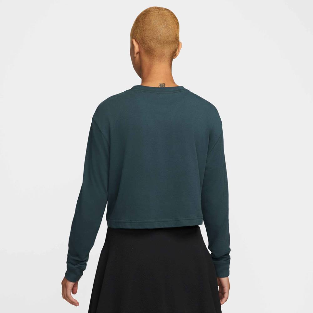 Nike Women's Dri-FIT Slam Long Sleeve Crop Top (Green)