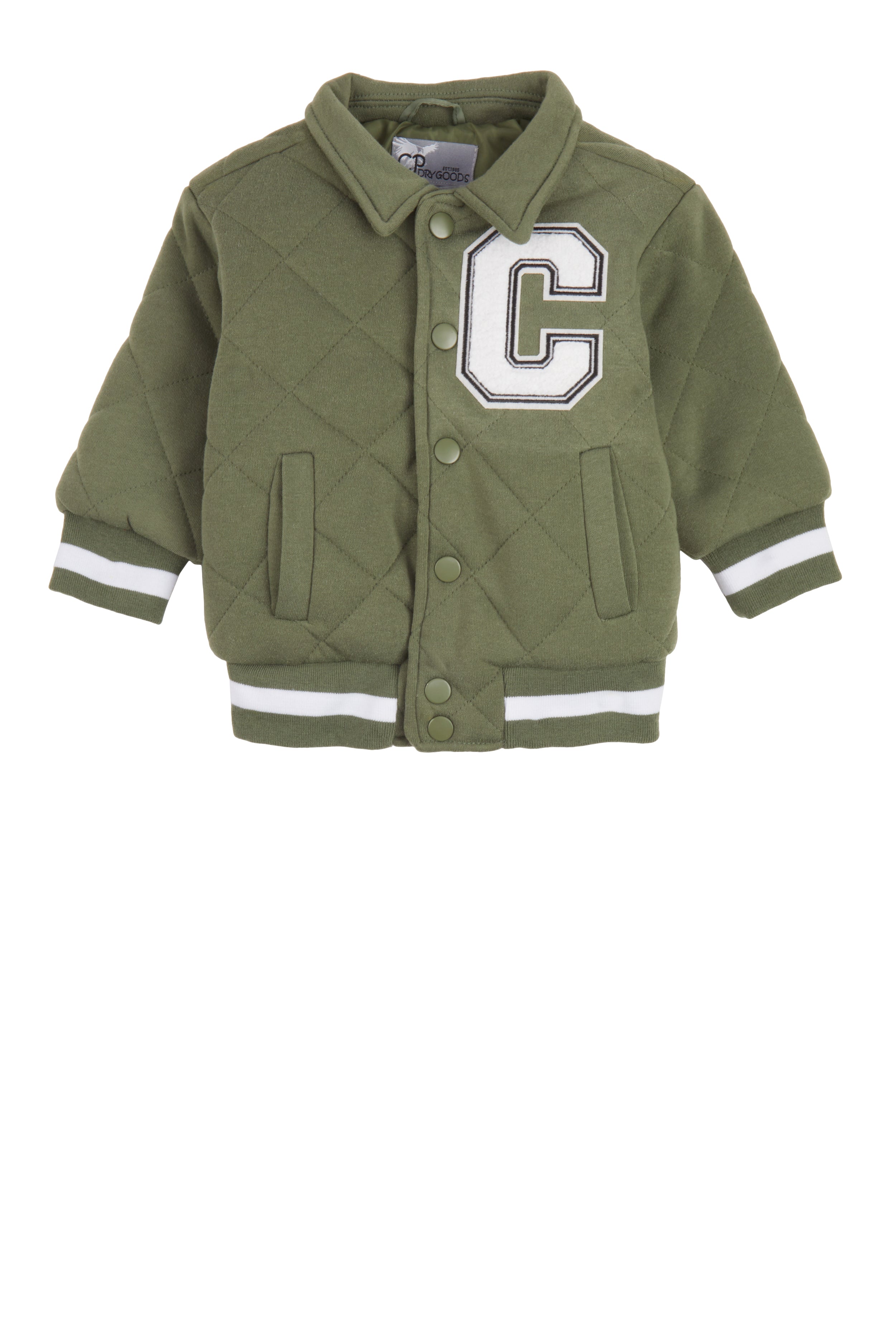 Baby Boys 12-24M Chenille Patch Quilted Letterman Jacket、mySite、camillekostekn