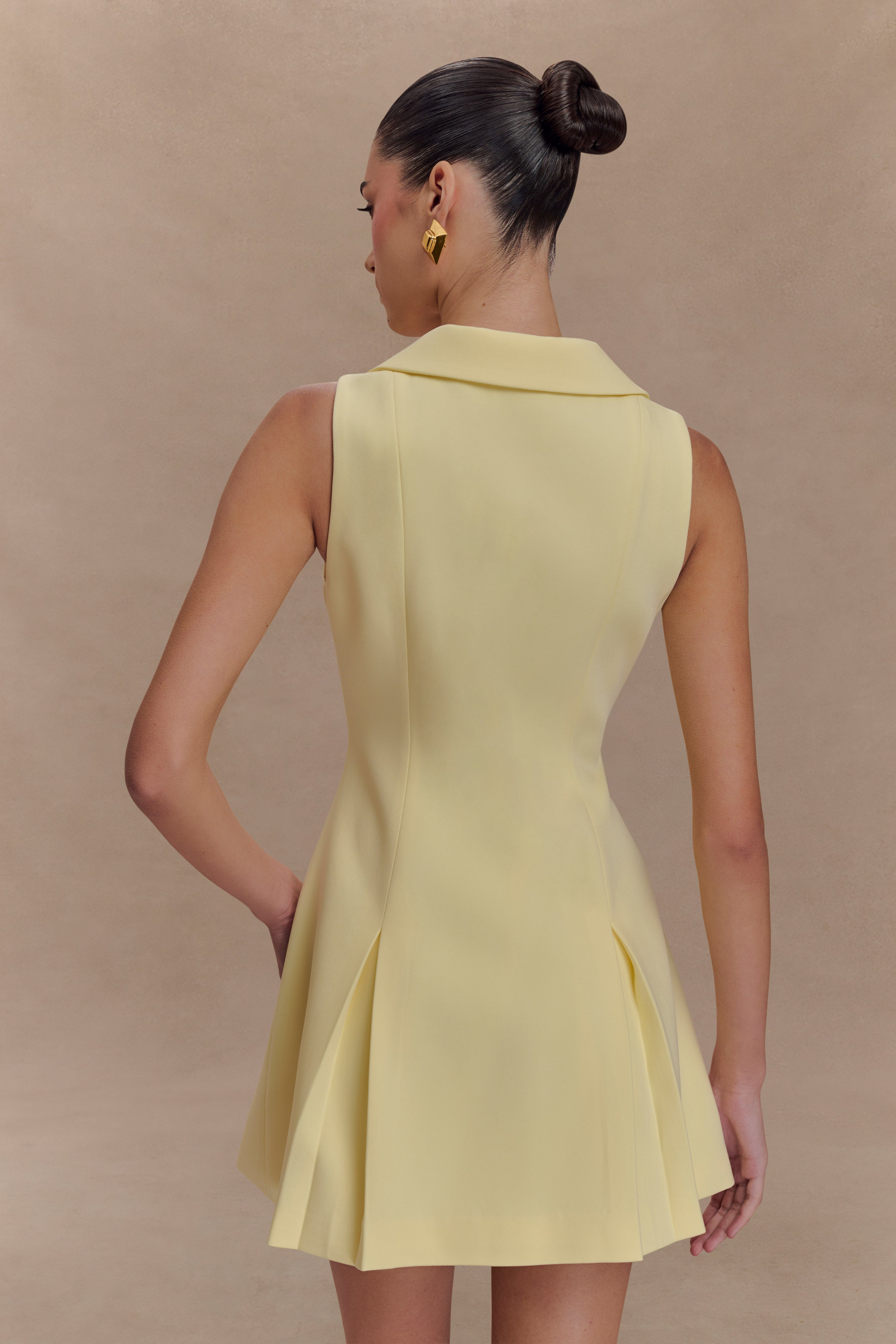 Oli Sleeveless Mini Dress - Lemon、mySite、solidvoid