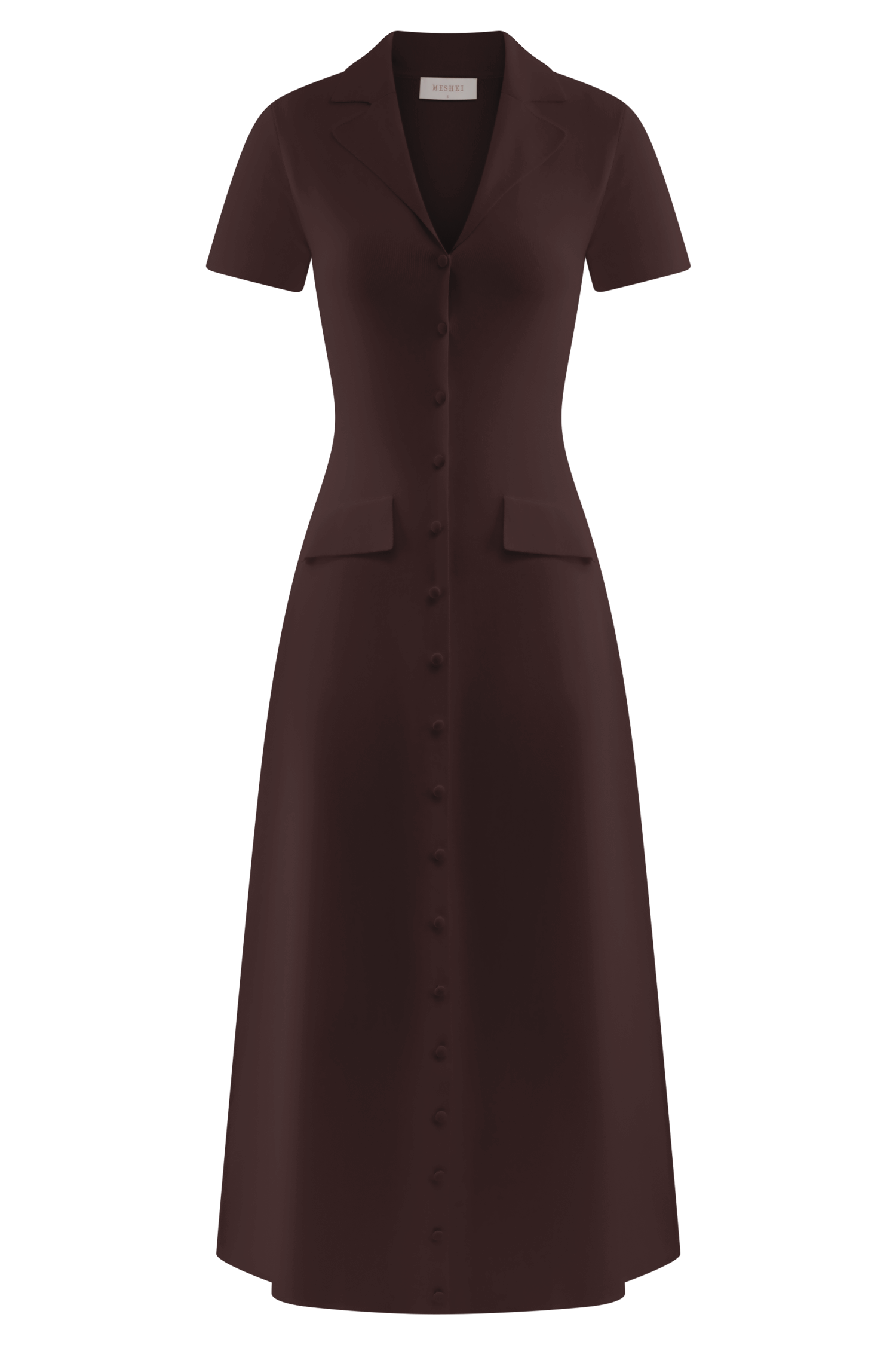 Pearson Short Sleeve Knit Midi Dress - Chocolate、mySite、solidvoid