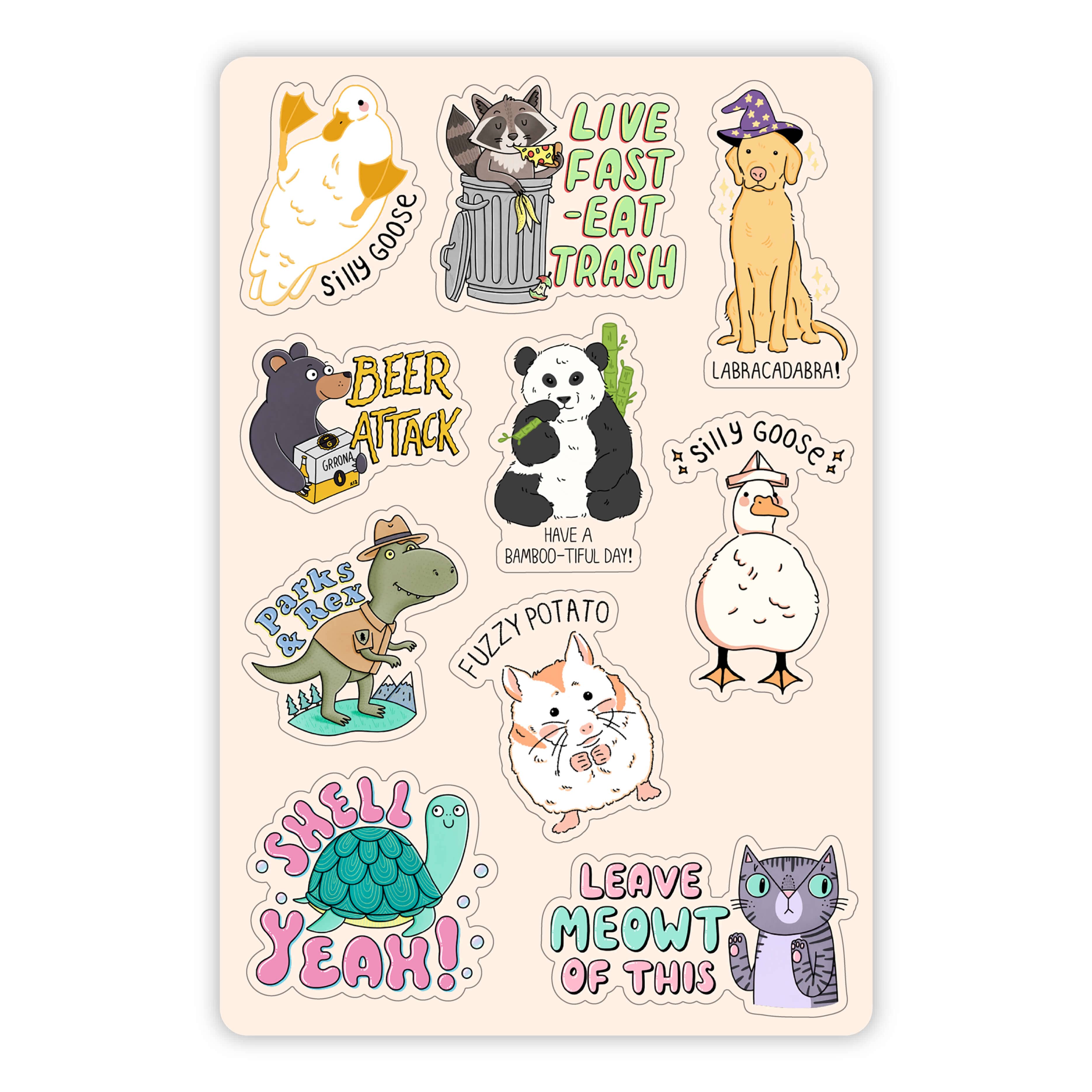  Animal Pun Mini Sticker Sheet、mySite、elrpsem3k