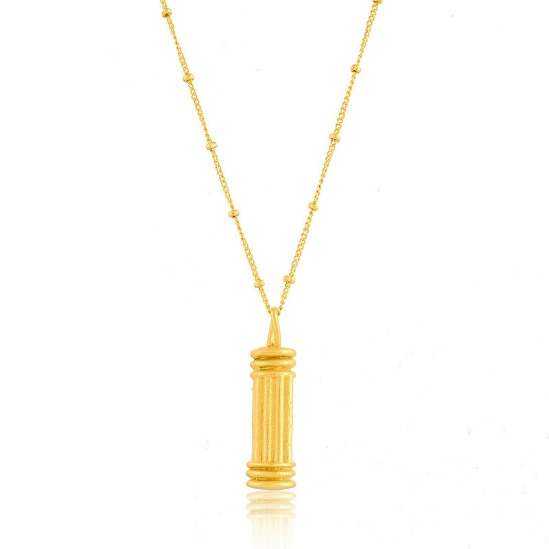 Tiny Pillar Charm Necklace | 14K Gold Plated、mySite、camillekostekn