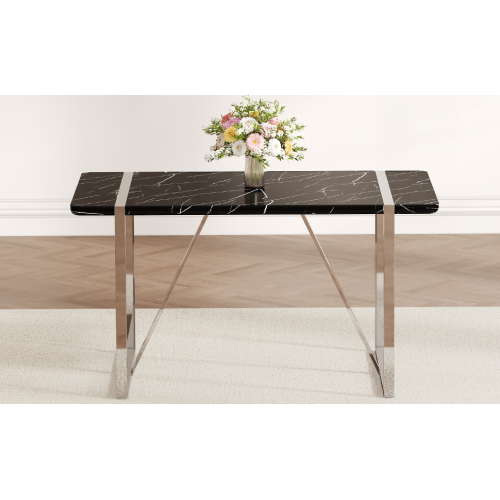 Rustic Industrial Rectangular Wood Dining Table For 4-6 Person, With 1.5" Thick Engineered Wood color Tabletop and Black Metal Legs,Desk For Kitchen Dining Living Room, 55.1" x 31.4"x 29.9"1529W115172、、casual