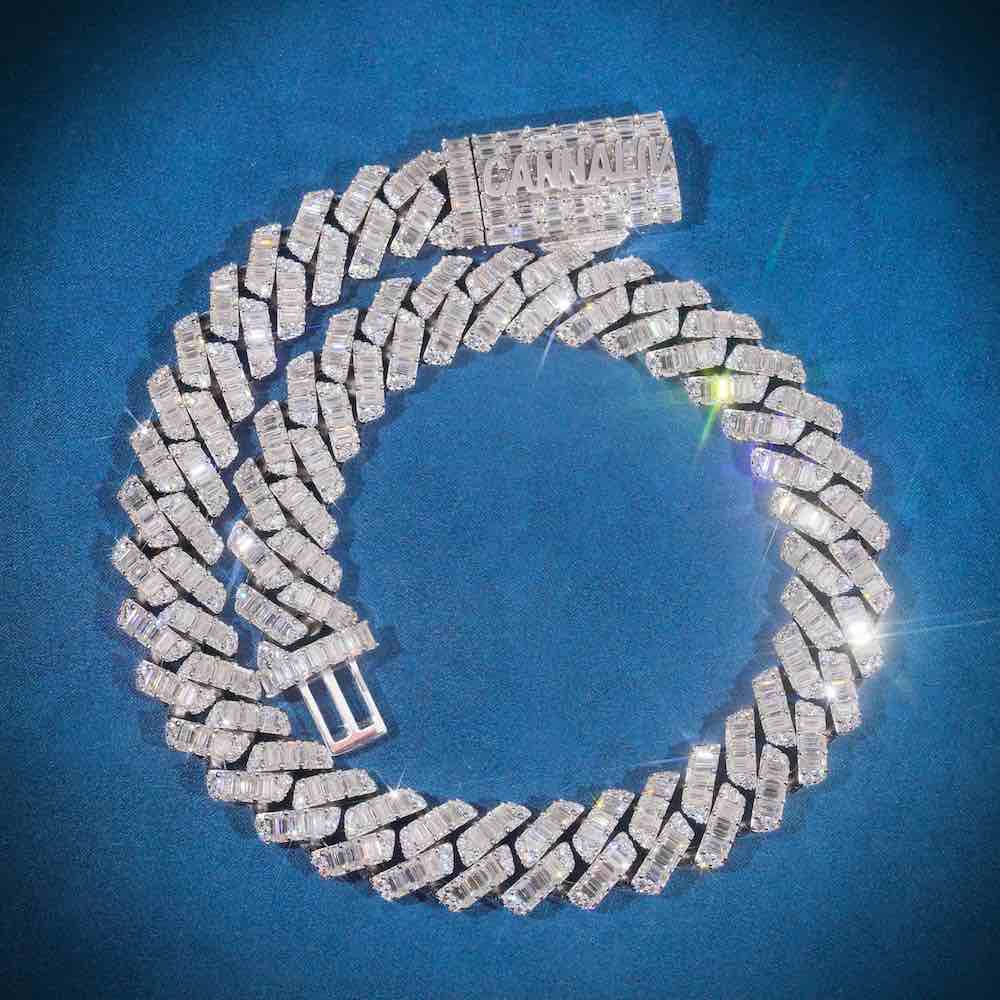 CUSTOM CLASP 20MM Emerald Cut Moissanite Cuban Link Chain 14k Gold、mySite、hinf8tx79