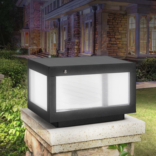 12" Black Solar Powered LED Post Cap Light, Modern Outdoor LED Fence Light for Pathways, Decks, and Patios (2-Pack)、、eastwooduniform
